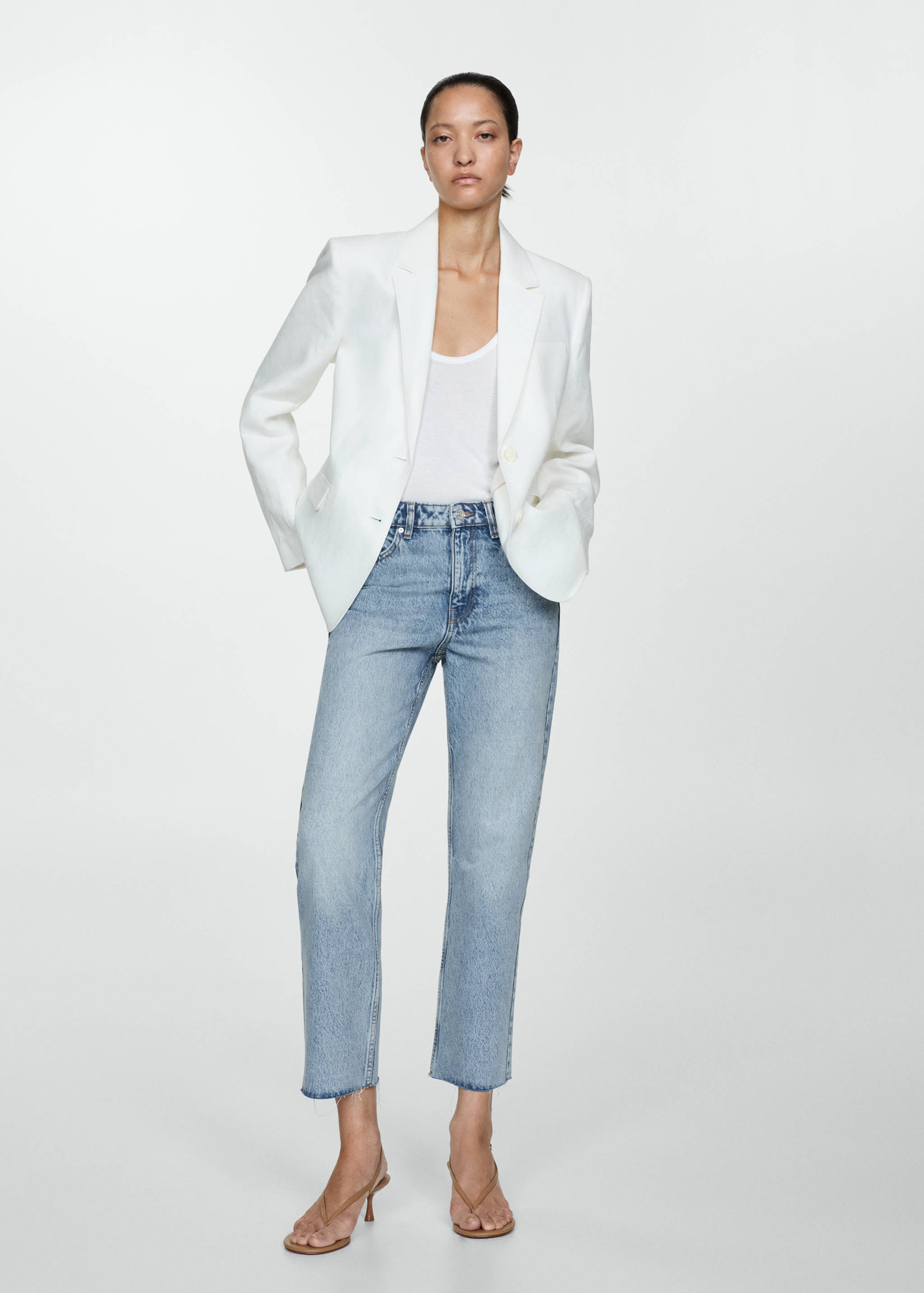 Jeans Blanca rectos crop - Plano general