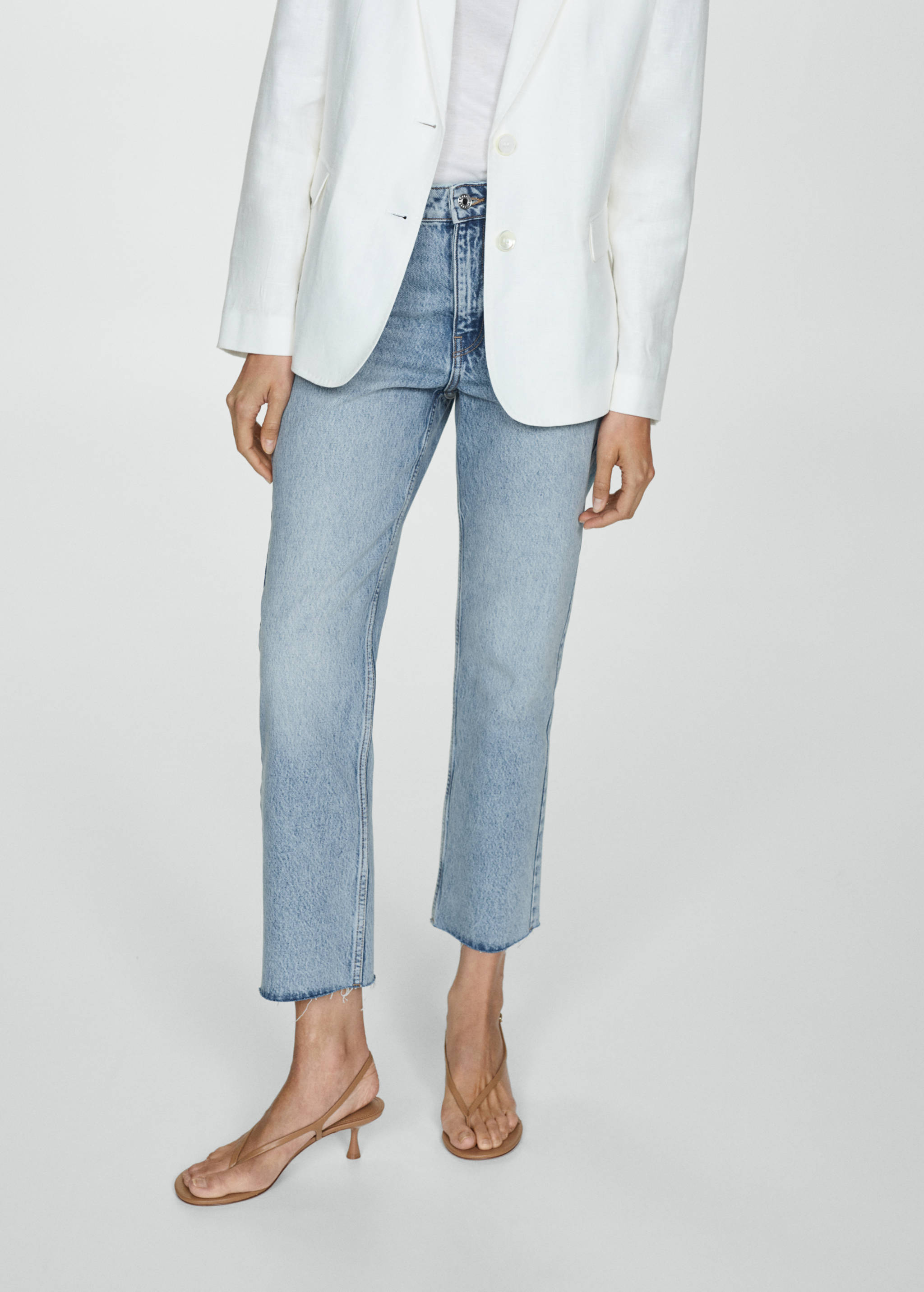 Jeans Blanca rectos crop - Plano medio