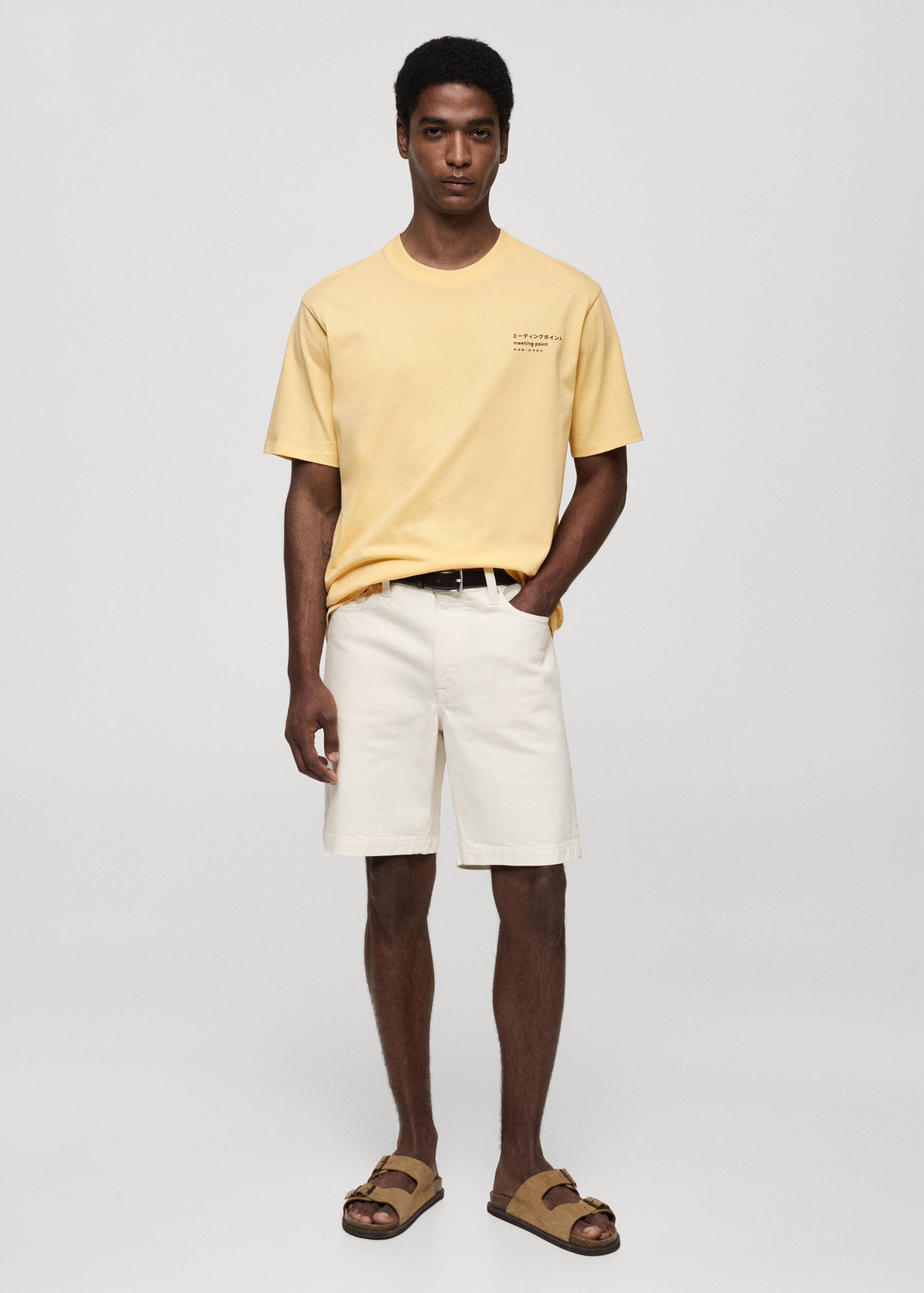 印花棉质混纺T恤 - null