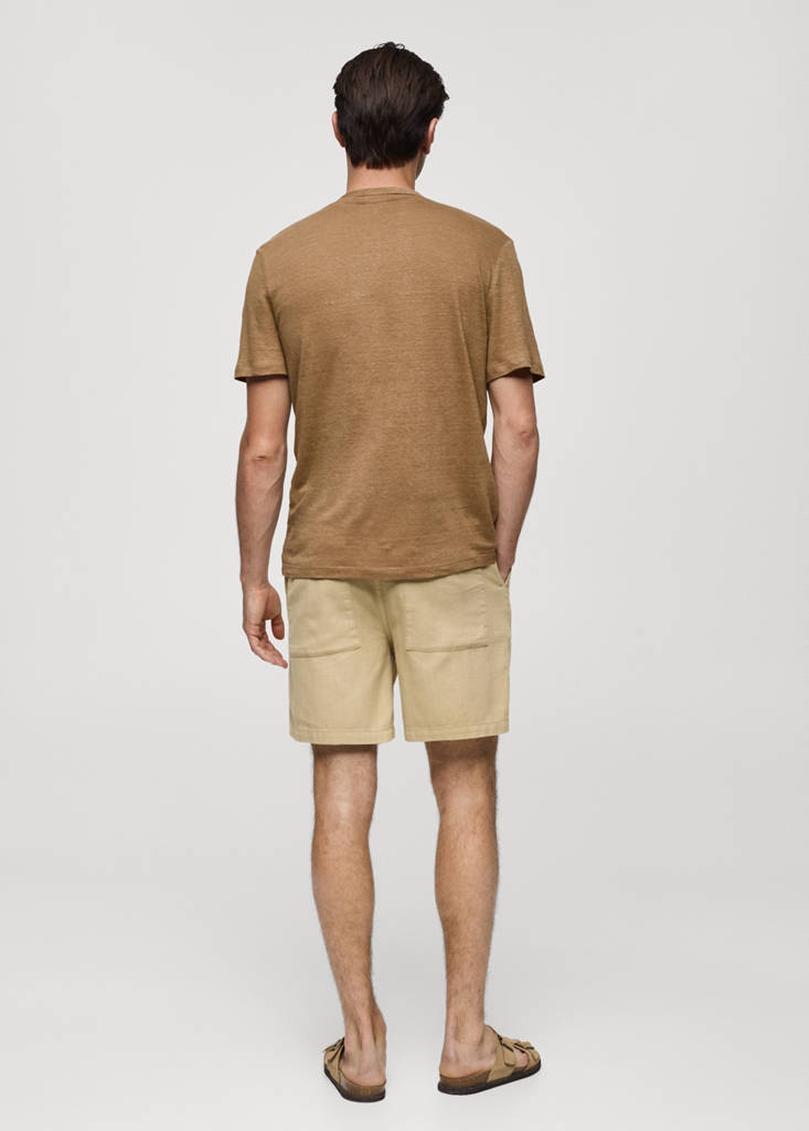 Slim-fit linen-blend t-shirt — Beige