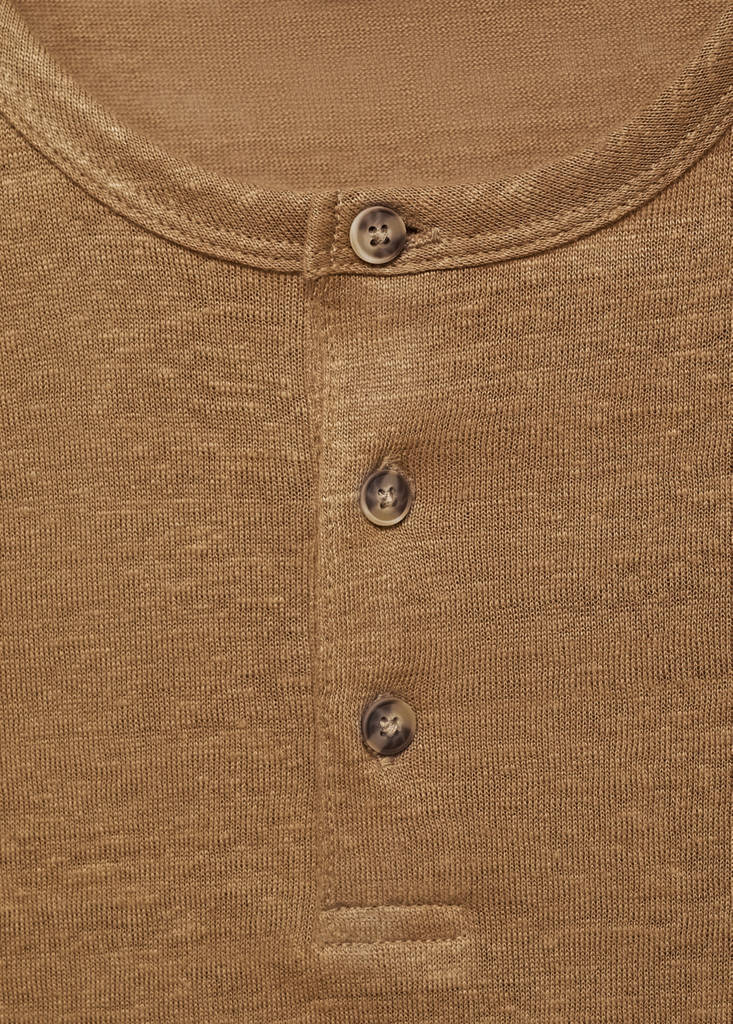 Slim-fit linen-blend t-shirt — Beige