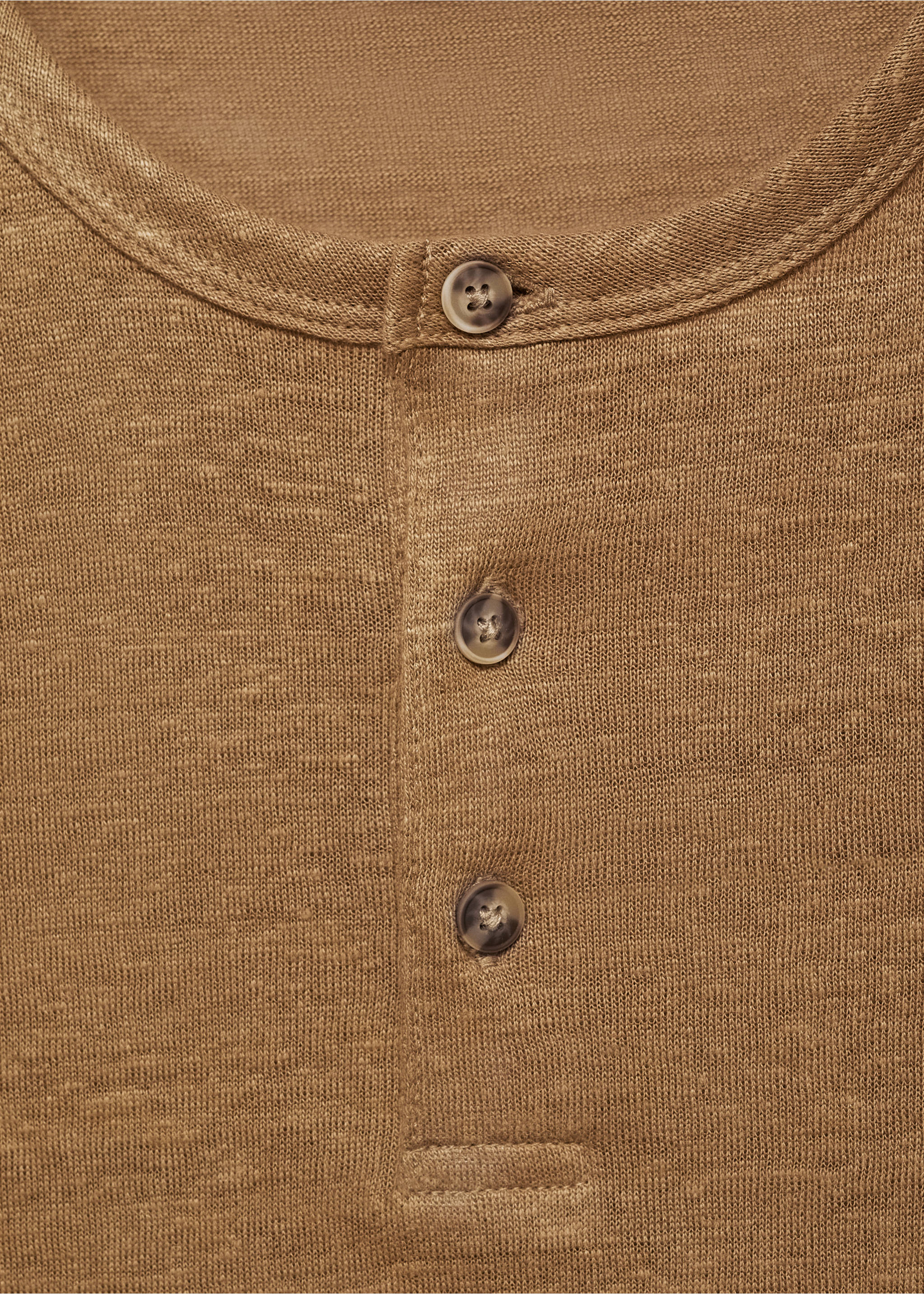 Linen and cotton blend T-shirt - Details of the article 8, Beige. Ref: 77050597-00.