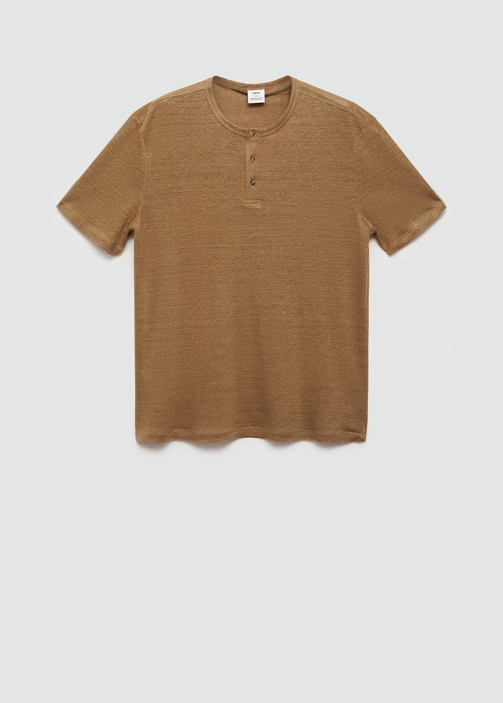 Slim-fit linen-blend t-shirt — Beige