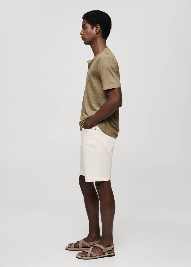 Slim-fit linen-blend t-shirt — Khaki