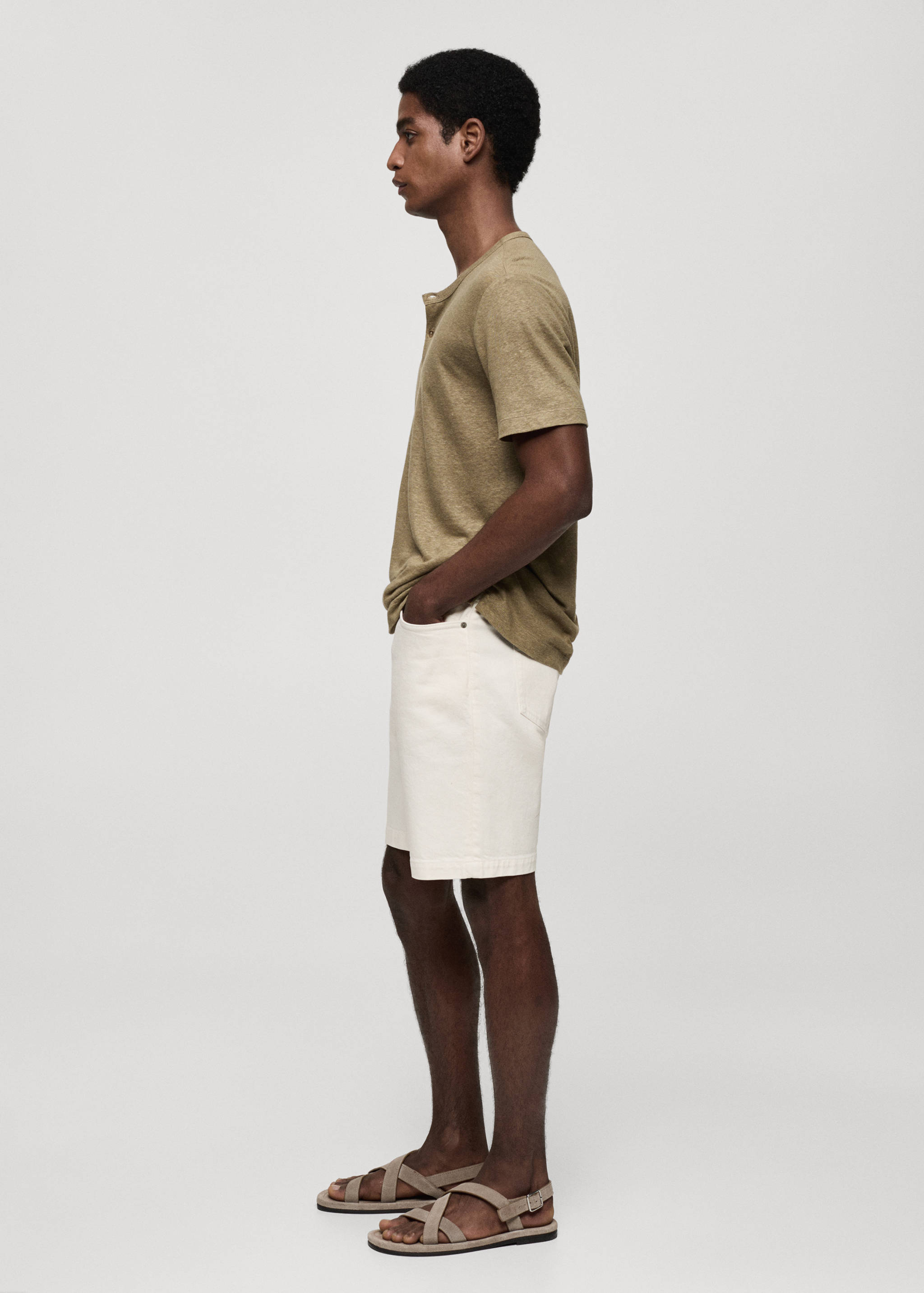 T-shirt slim-fit mélange de lin - Détail de l'article 2