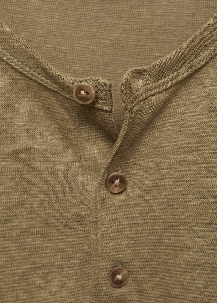 Slim-fit linen-blend t-shirt — Khaki