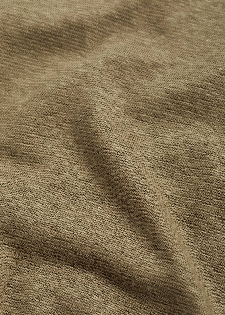 Slim-fit linen-blend t-shirt — Khaki
