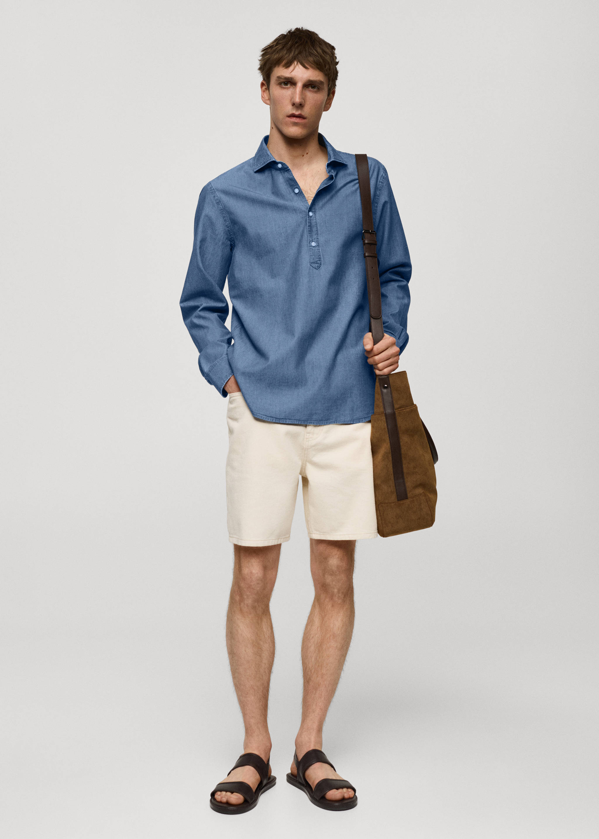 Chemise type polo 100 % coton chambray - Plan général