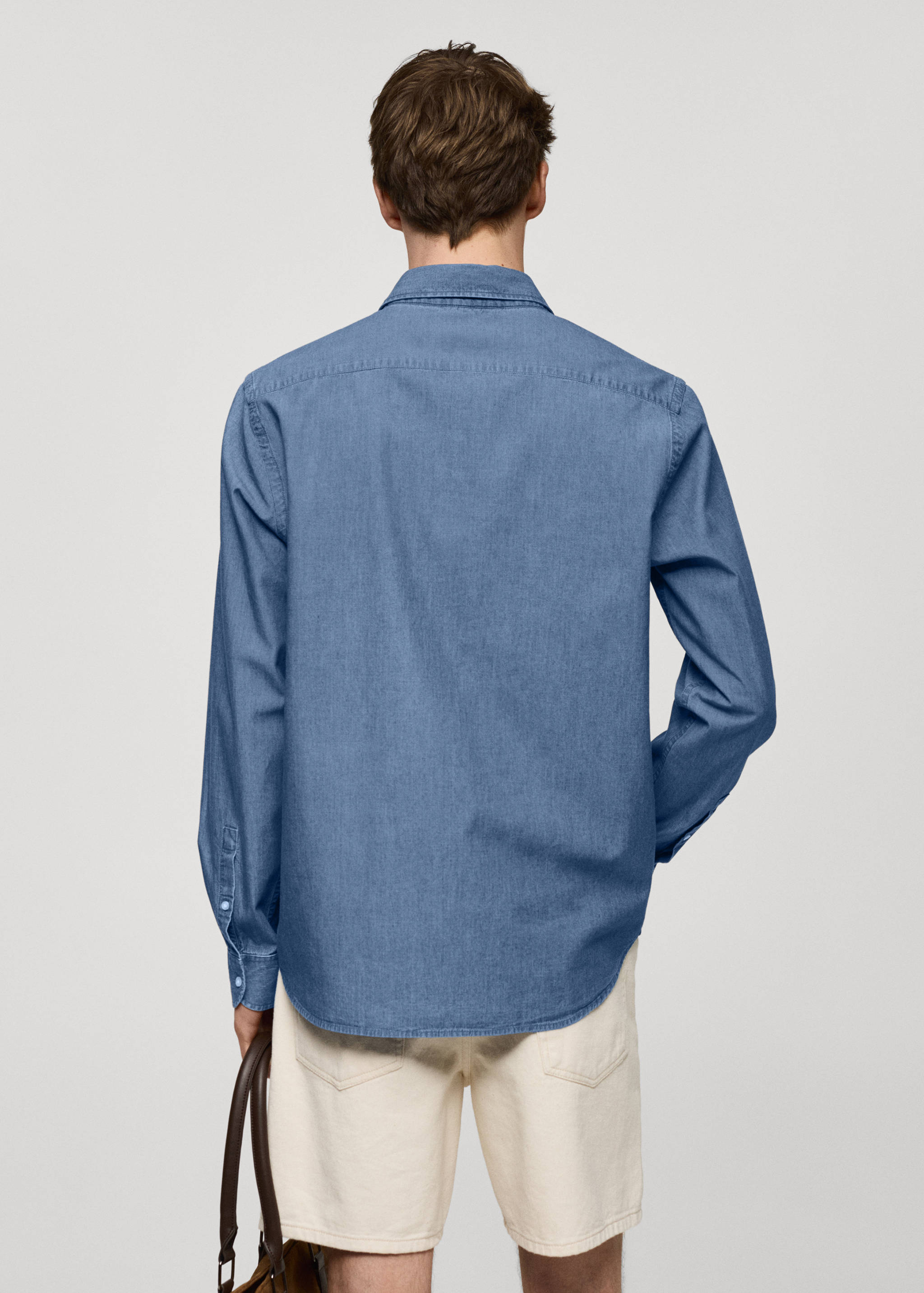 Chemise type polo 100 % coton chambray - Verso de l’article