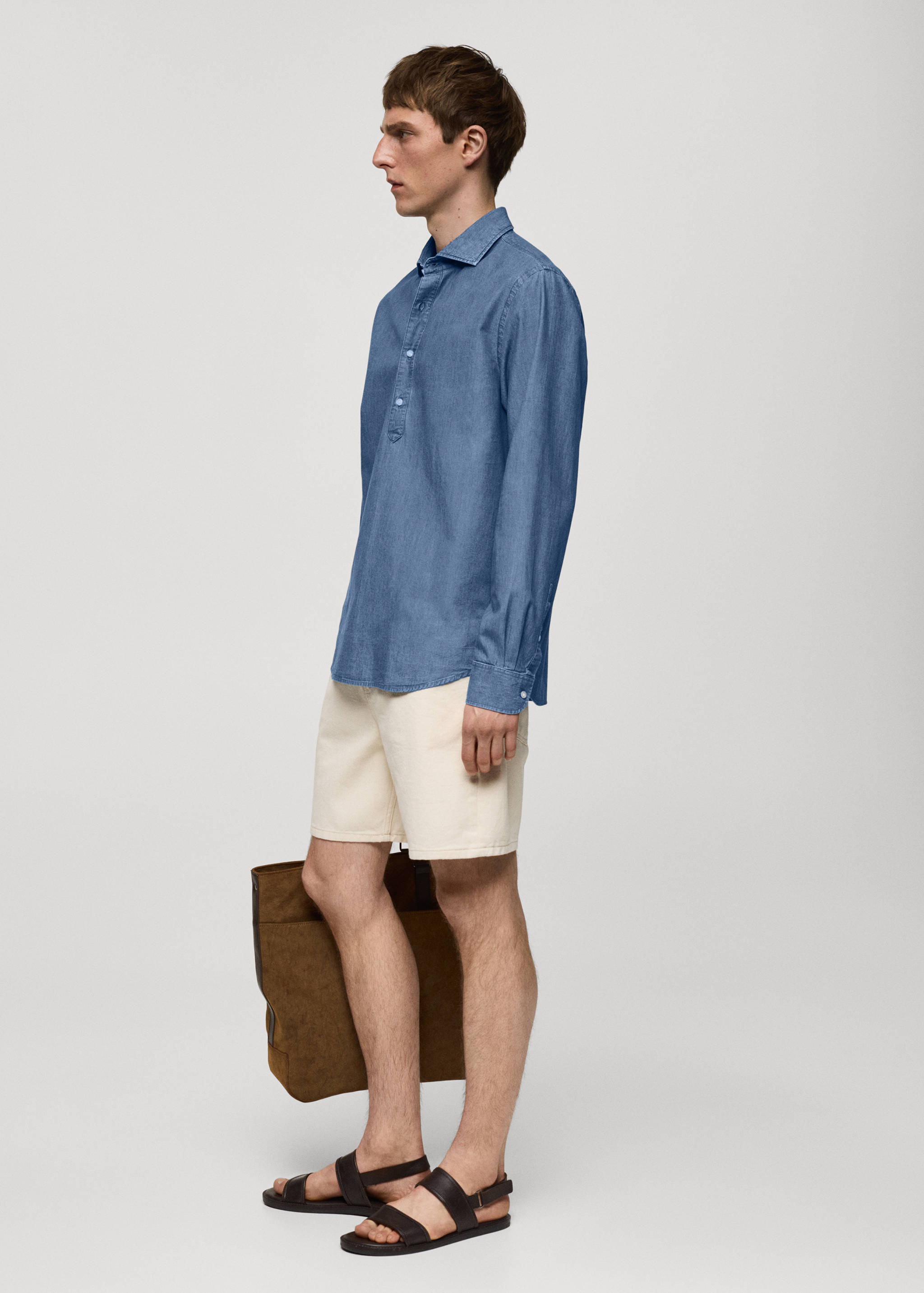 Chemise type polo 100 % coton chambray - Détail de l'article 2