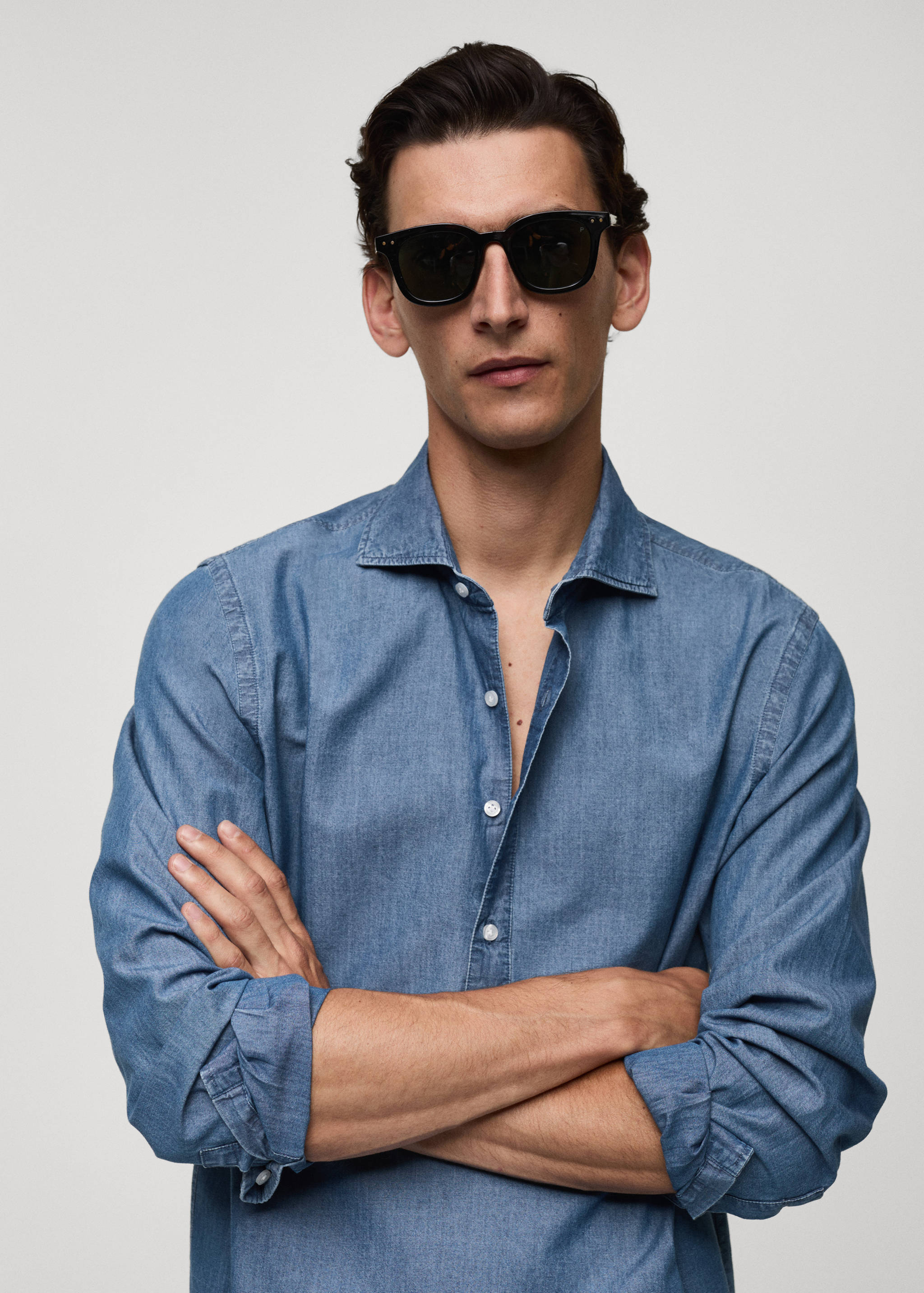 100% cotton chambray polo shirt - Details of the article 3