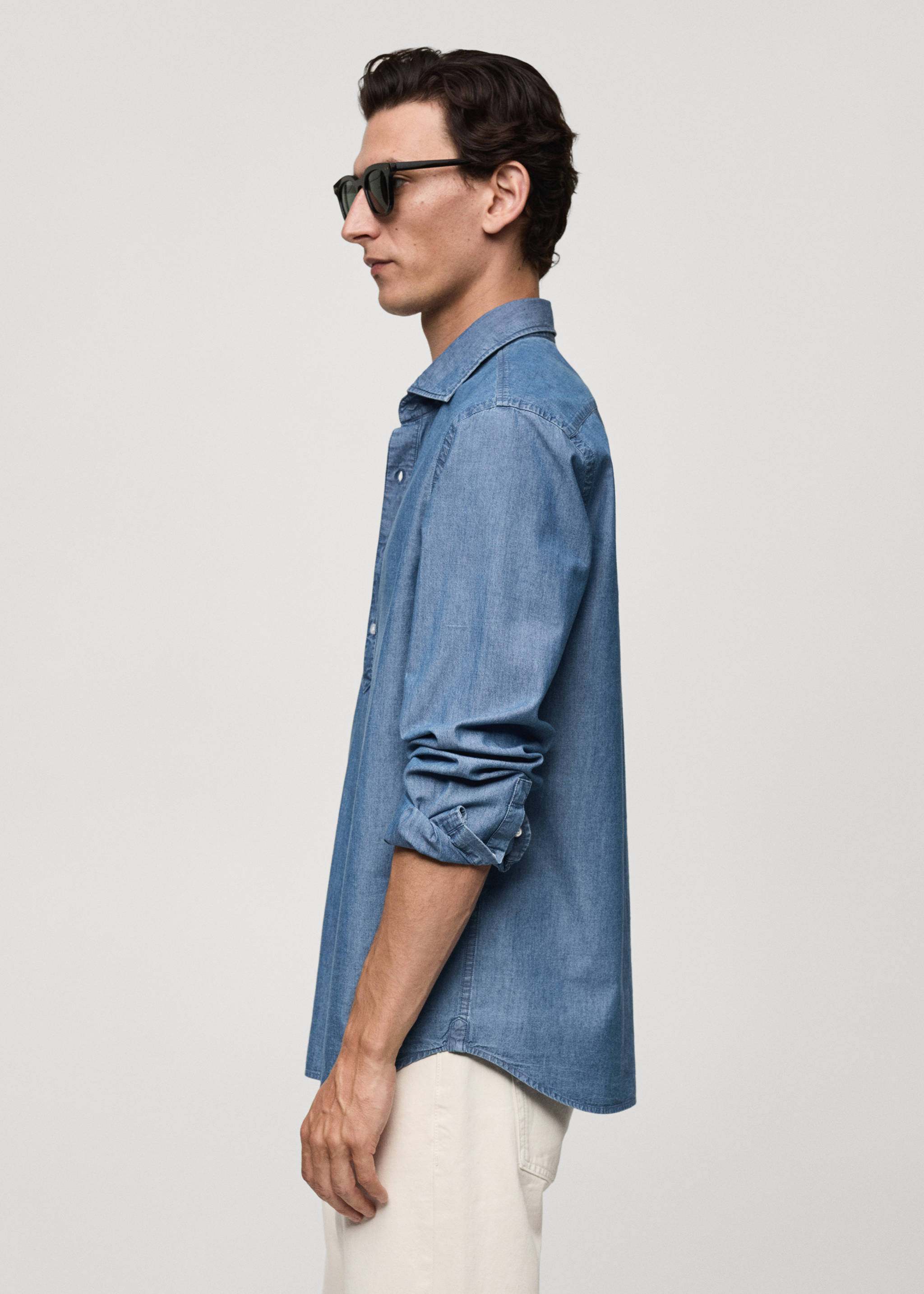 100% cotton chambray polo shirt - Details of the article 2