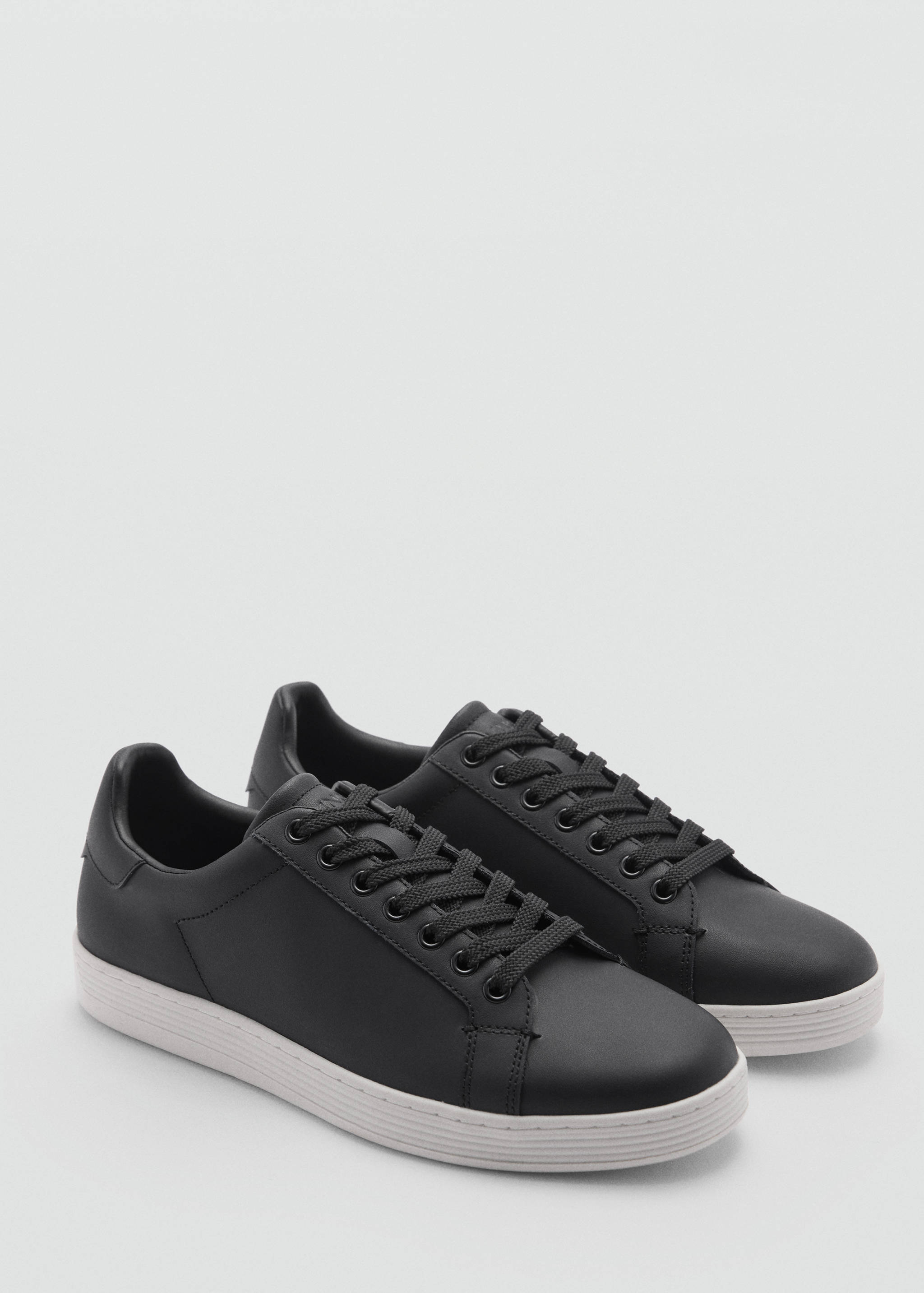 Contrast sole leather sport shoes - Medium plane