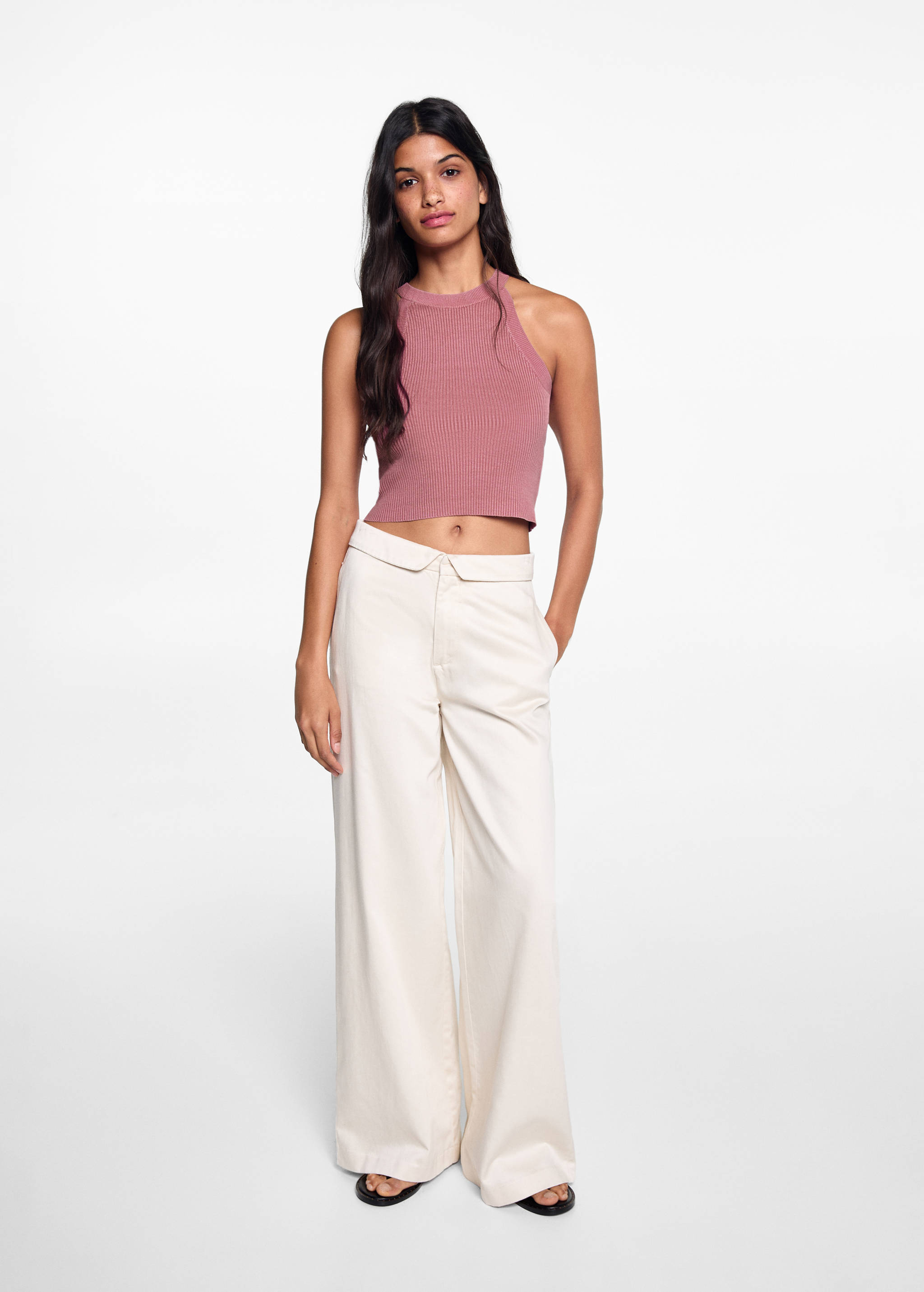Cotton-blend top cropped - General plane