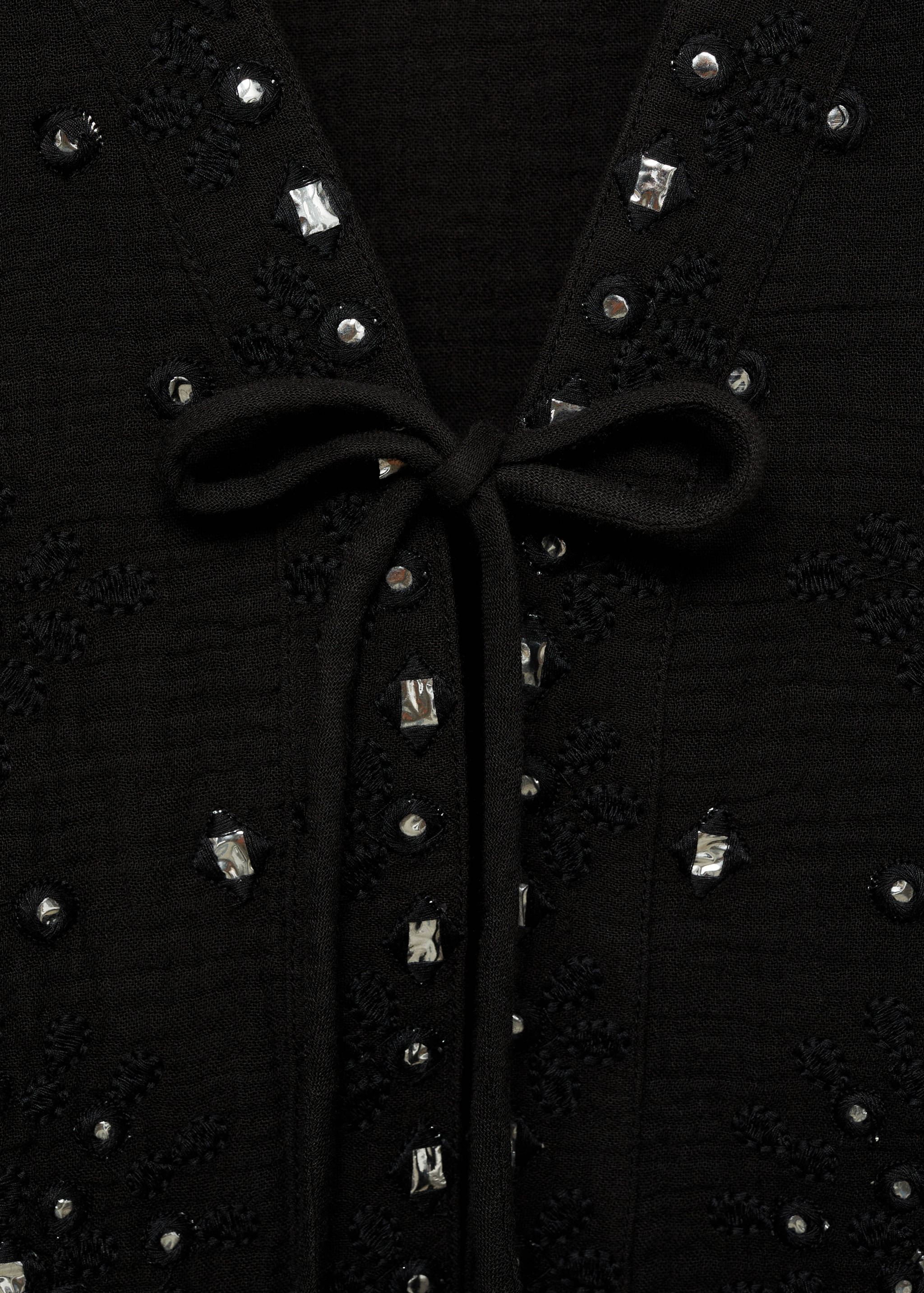 Gilet Mango Brodé Miroir Noir, Taille XXL, Neuf Avec étiquette