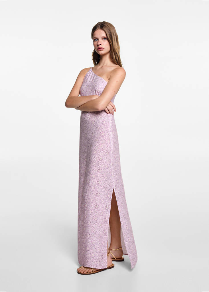 MANGO TEEN - Robe asymétrique imprimée lilas - XS - Fille Teen