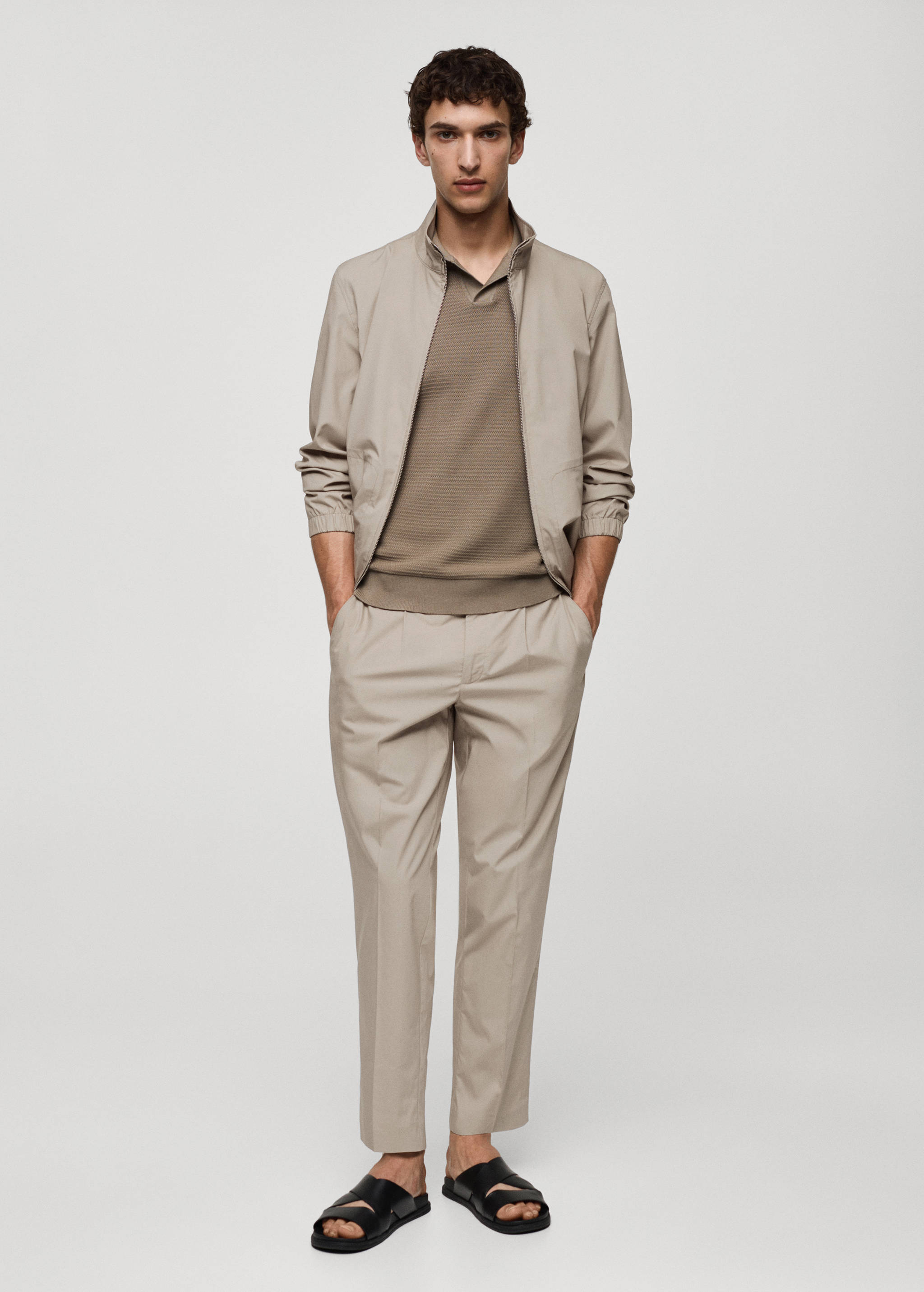 Slim-fit lyocell pleated trousers - General plane