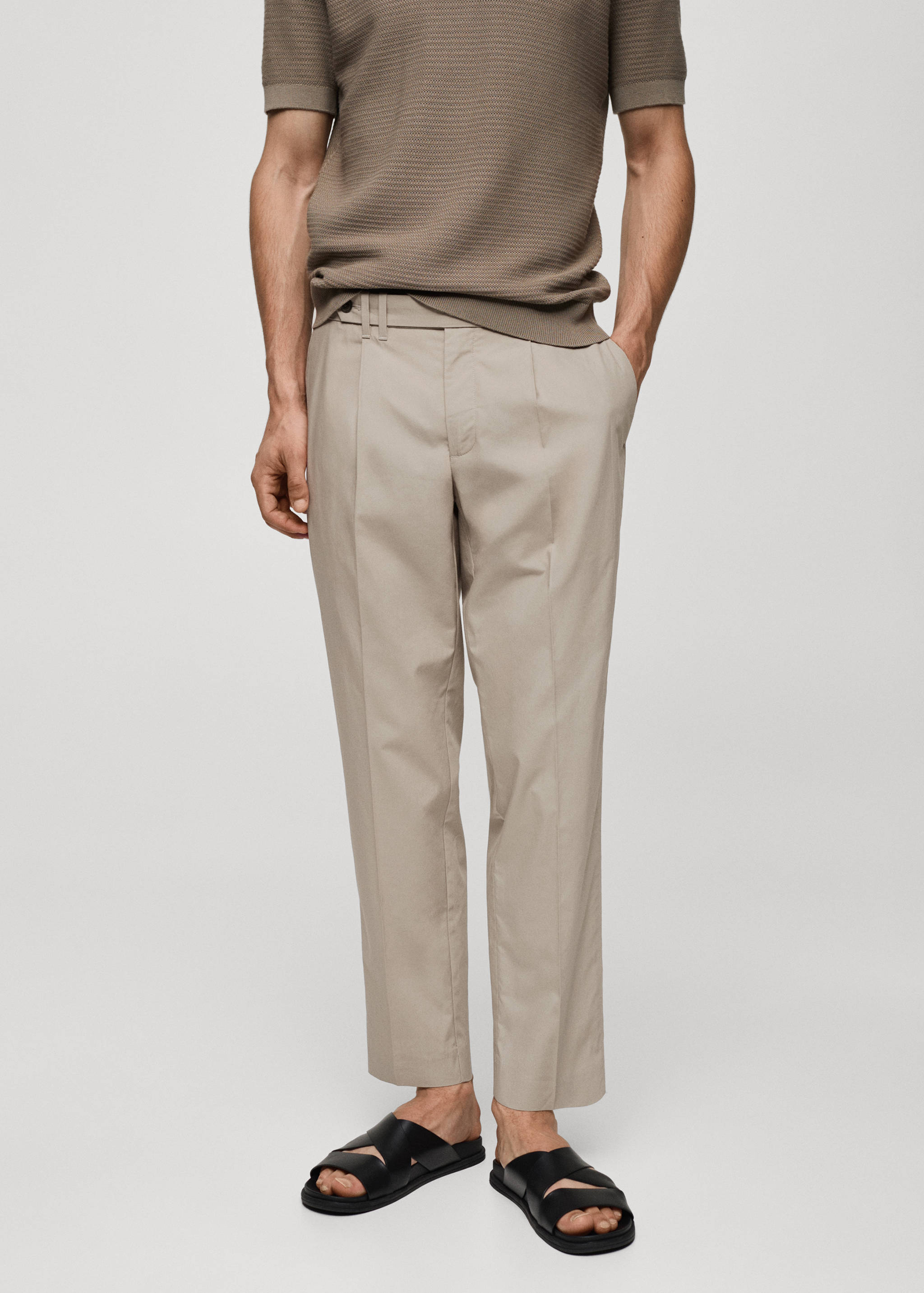Slim-fit lyocell pleated trousers - Medium plane