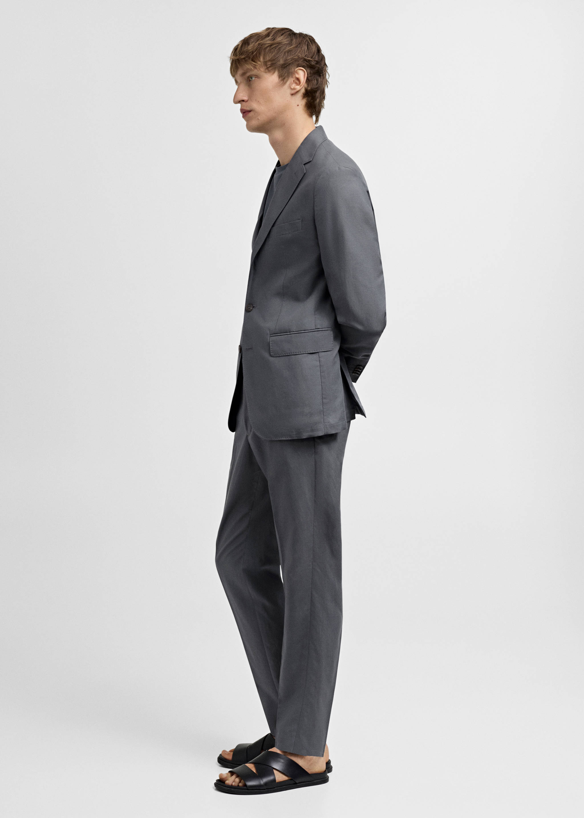 Slim-fit linen-blend suit pants - Details of the article 2