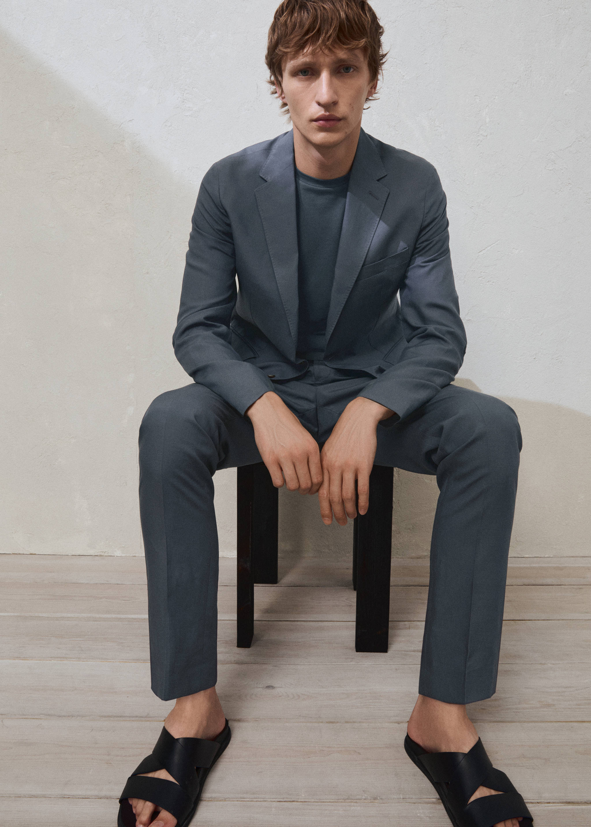 Slim-fit linen-blend suit pants - Details of the article 5