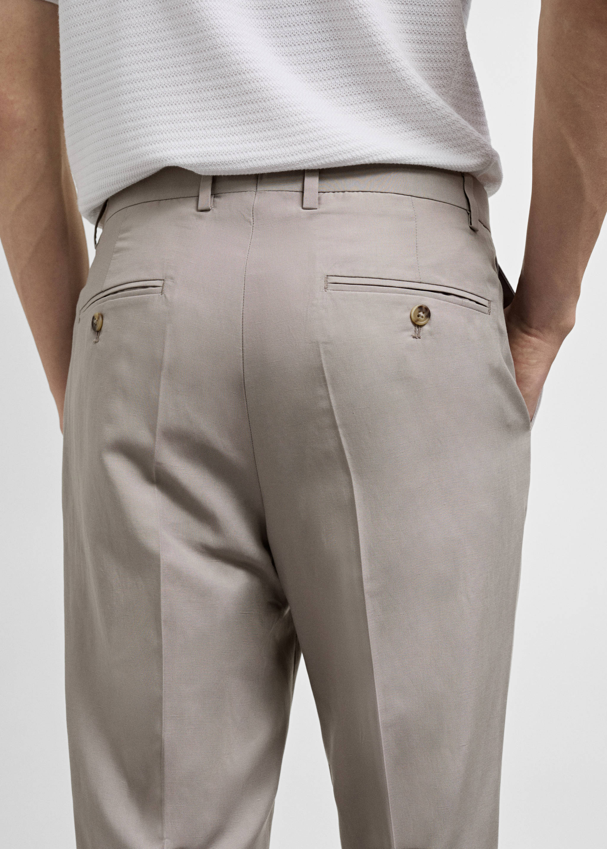 Slim-fit linen-blend suit pants - Details of the article 6