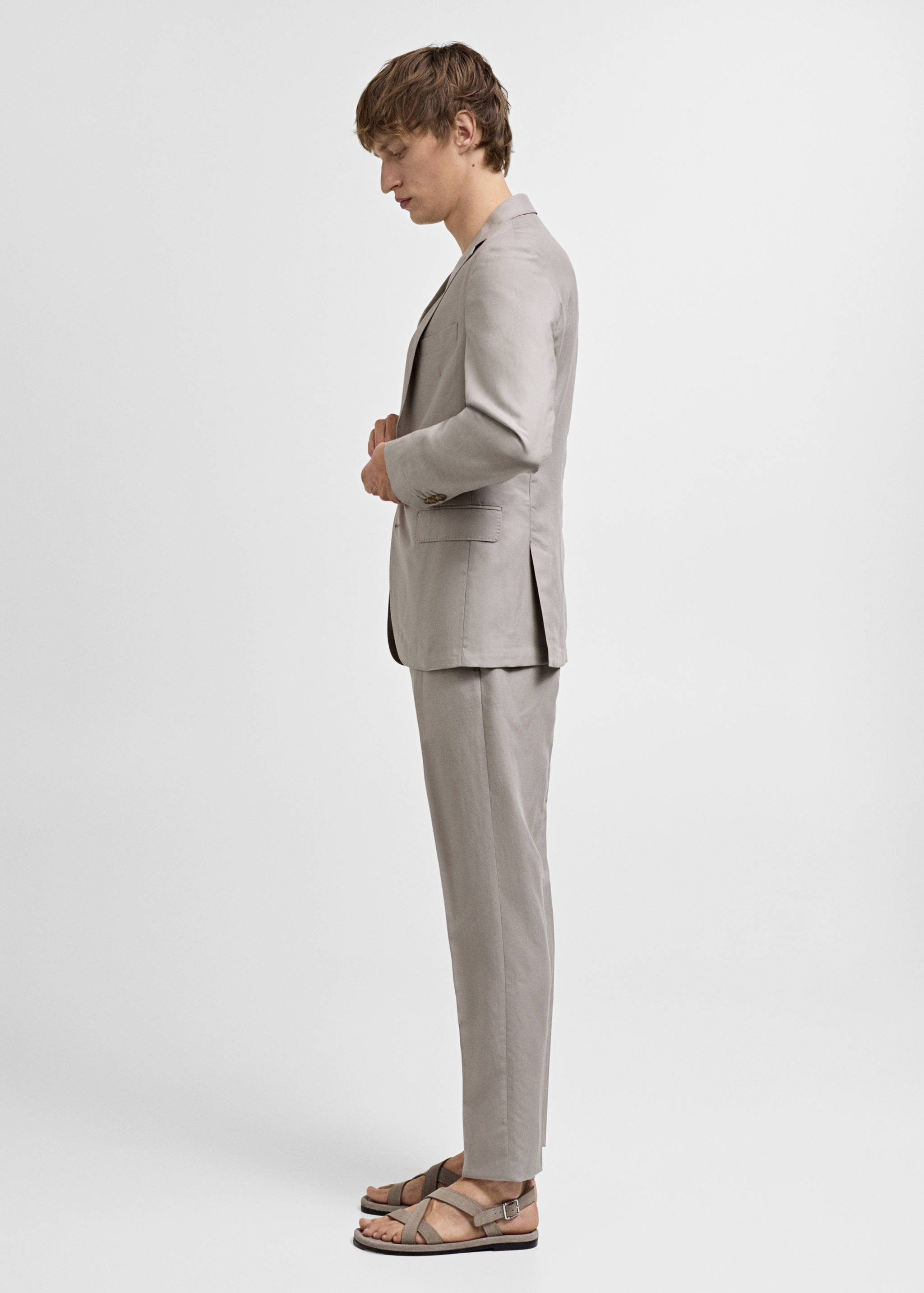 Slim-fit linen-blend suit pants - Details of the article 2