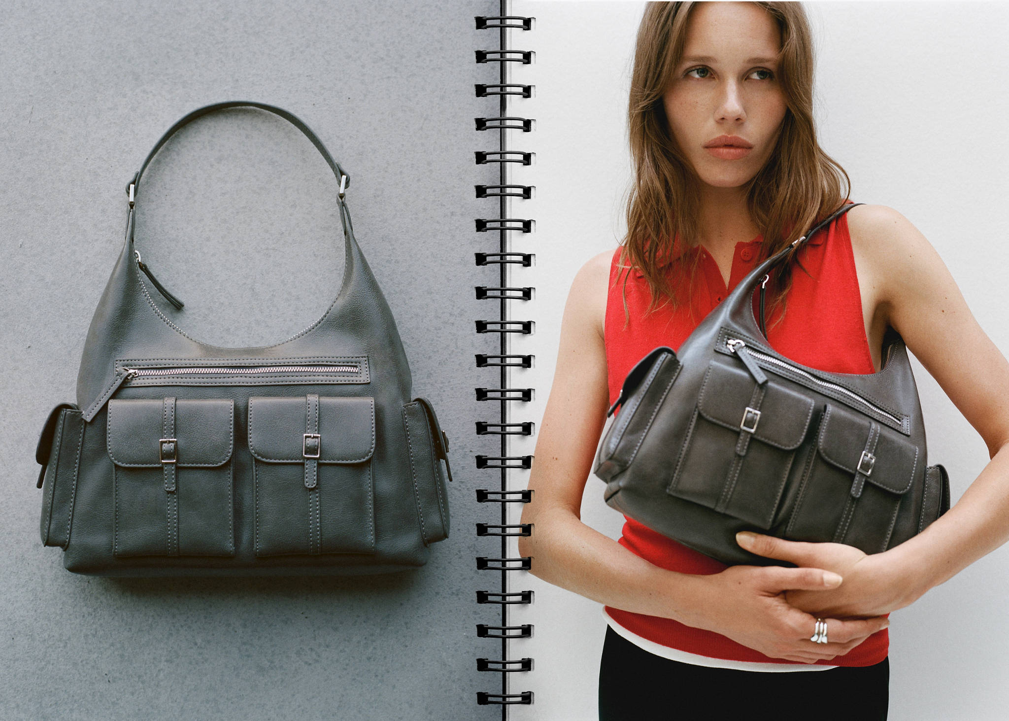 Shoulder bag with cargo pockets - Panoramic plane