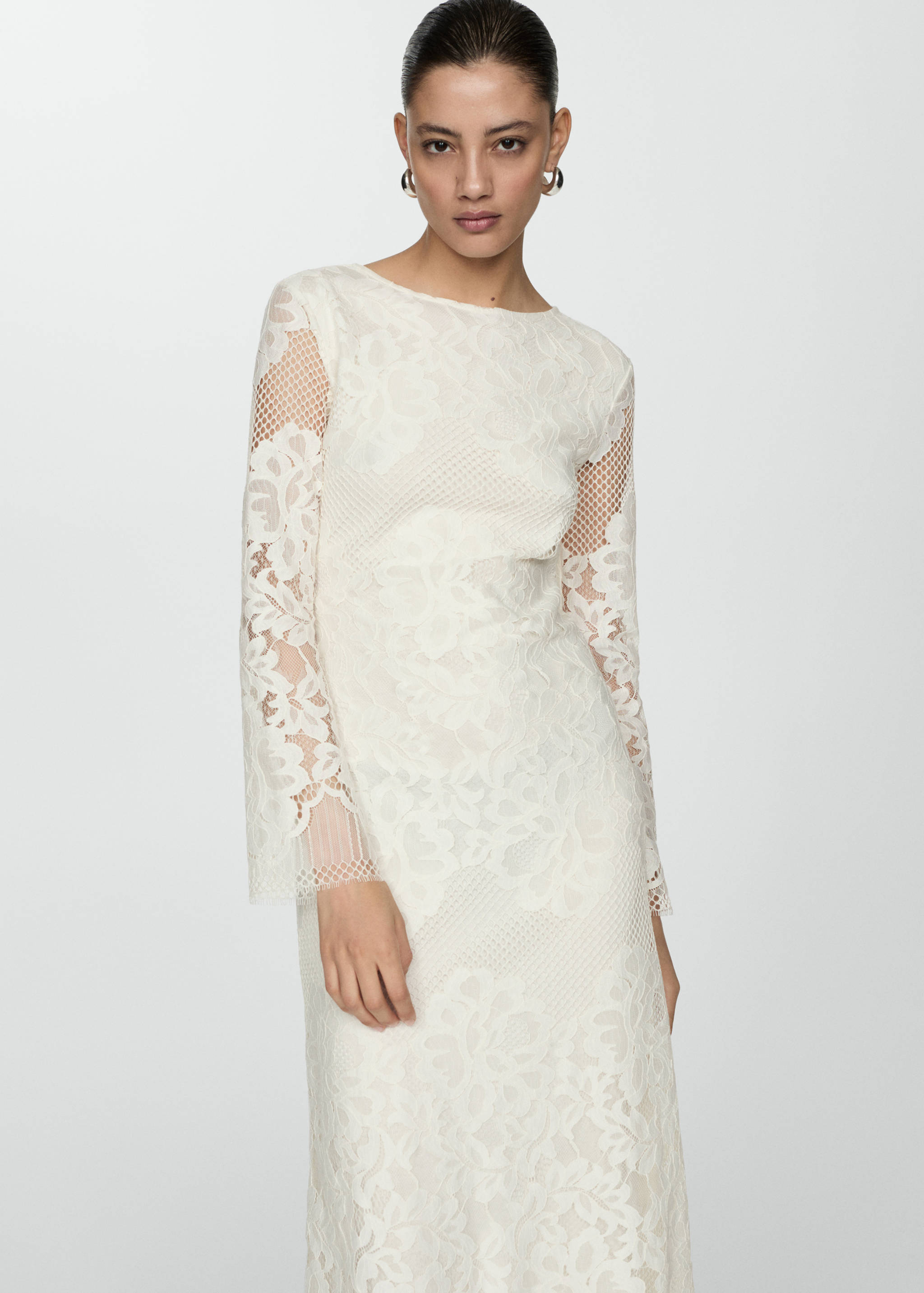 Embroidered midi dress - Medium plane