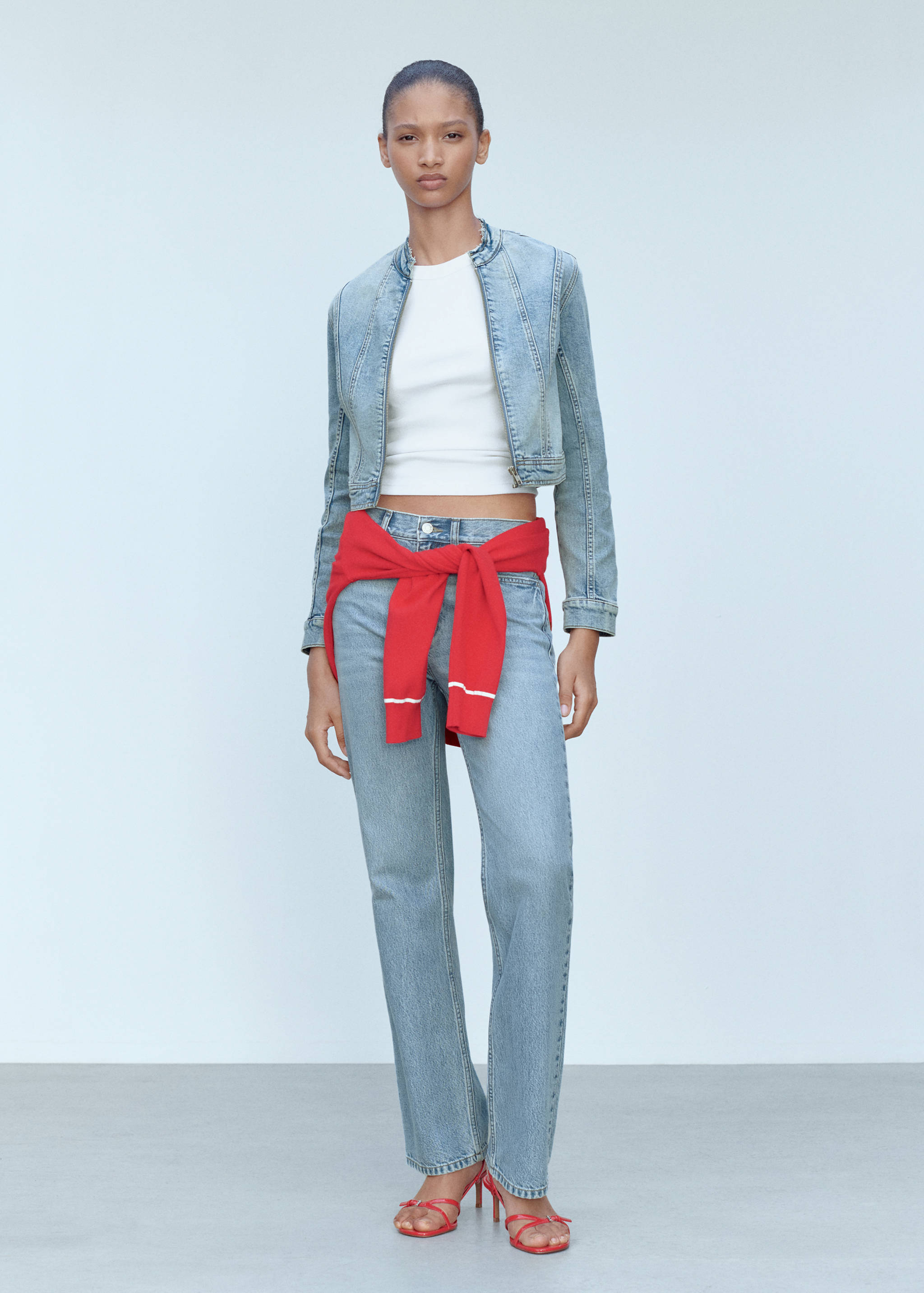 Blouson en jean fermeture Éclair - Plan général