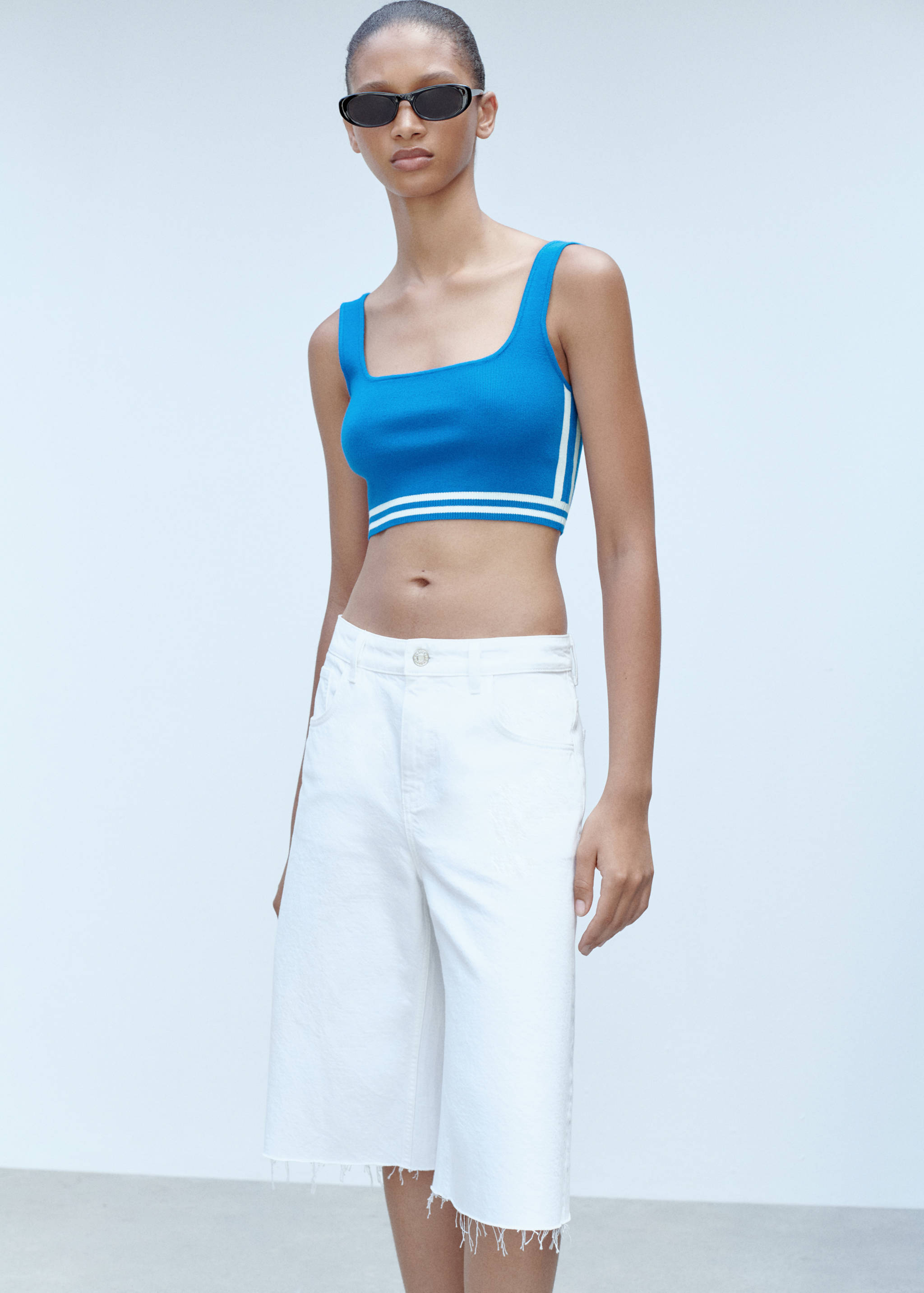 Striped knitted crop top - Details of the article 2