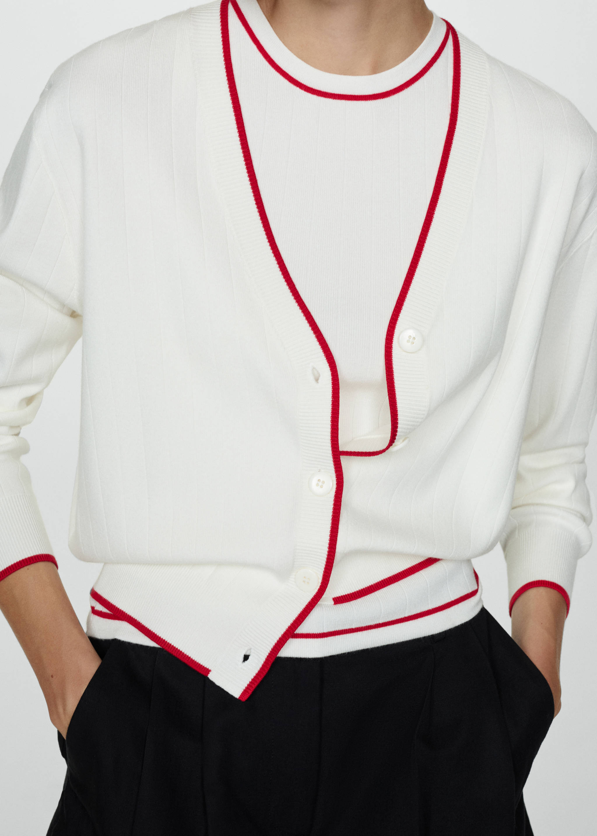 Cardigan with contrasting trim - Details of the article 6