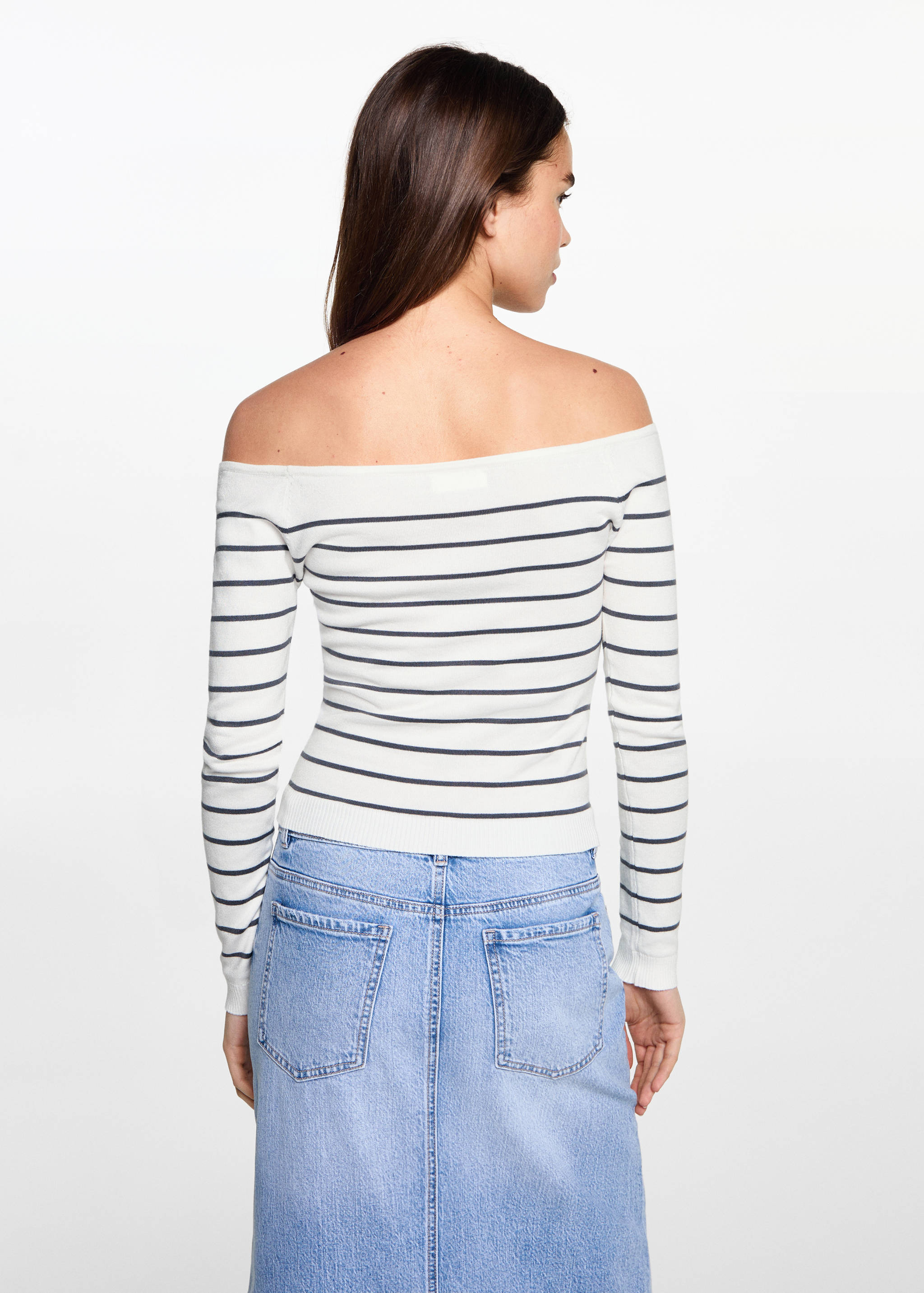 Striped boat-neck sweater - Reverse of the article