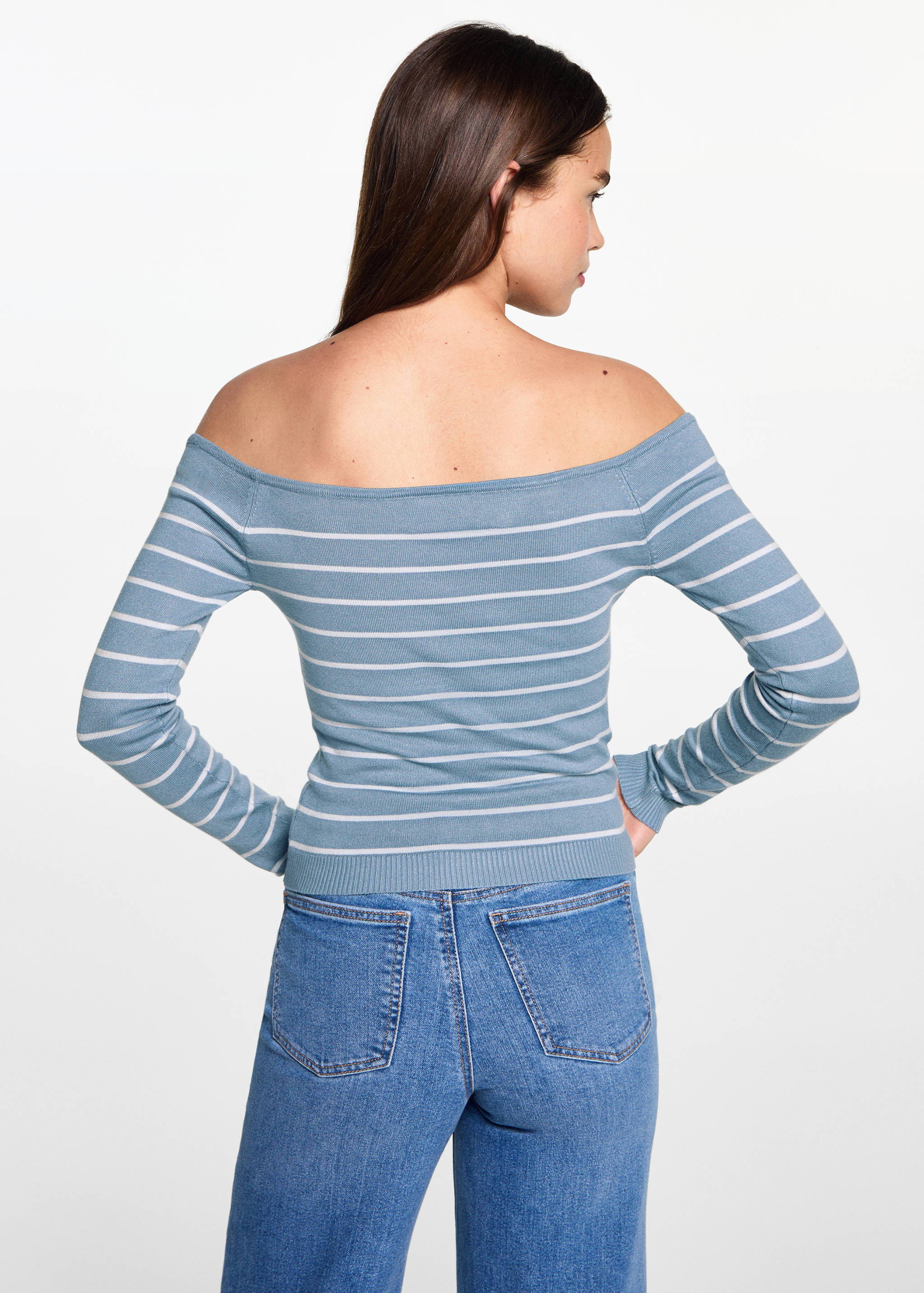 Striped boat-neck sweater - Reverse of the article