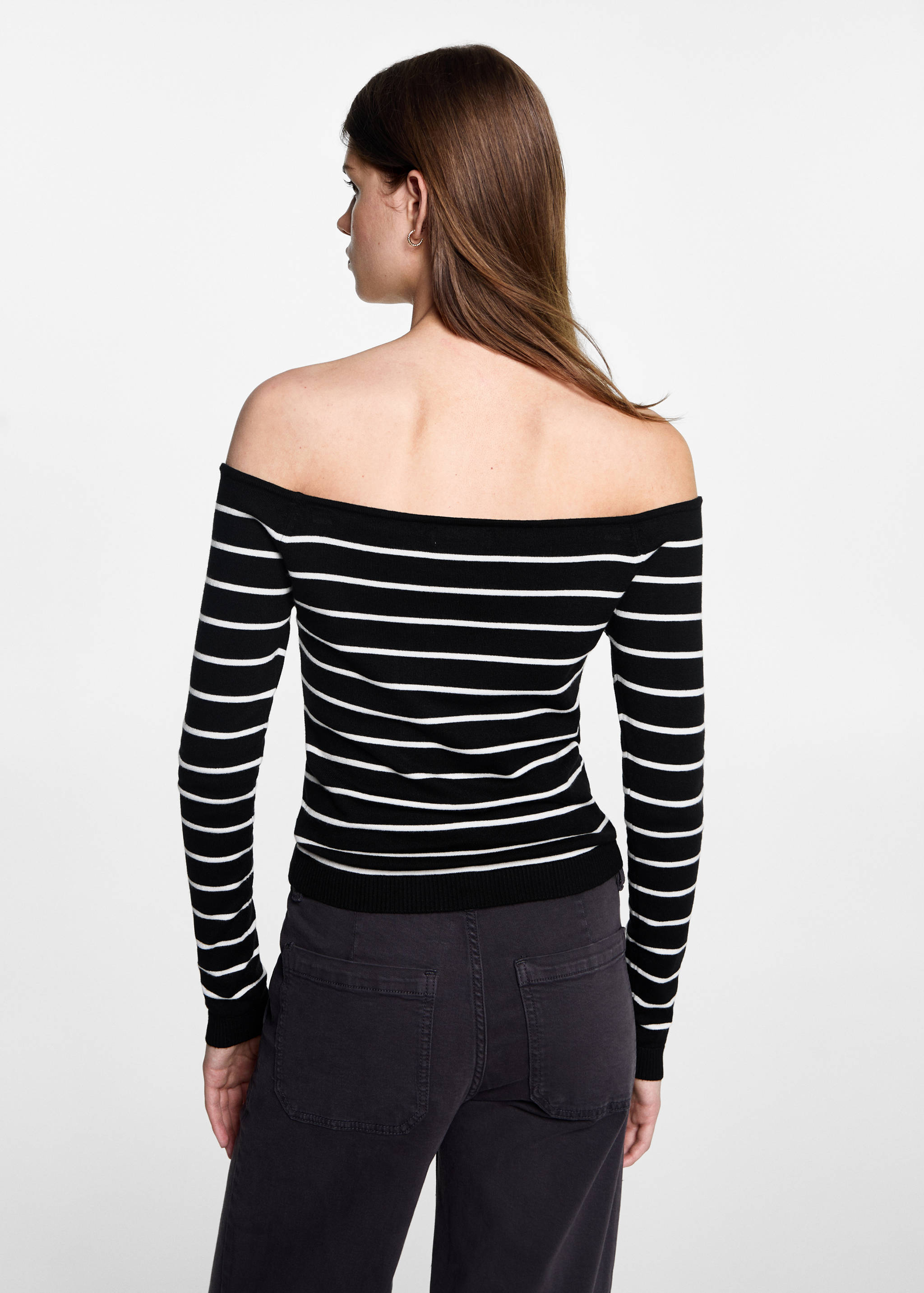 Striped boat-neck sweater - Reverse of the article