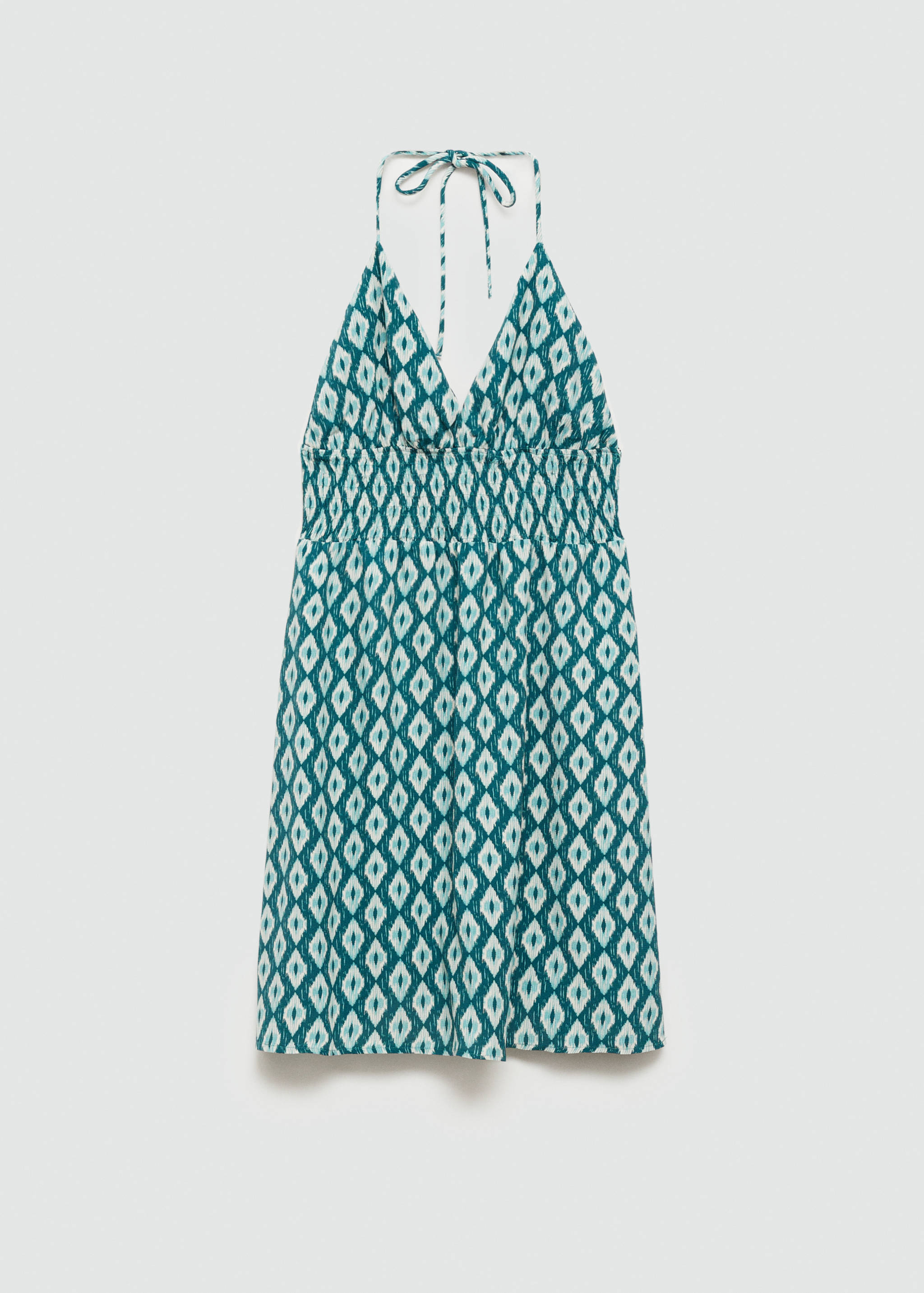 فستان مطبوع بتفاصيل مكشكشة - منتج دون نموذج