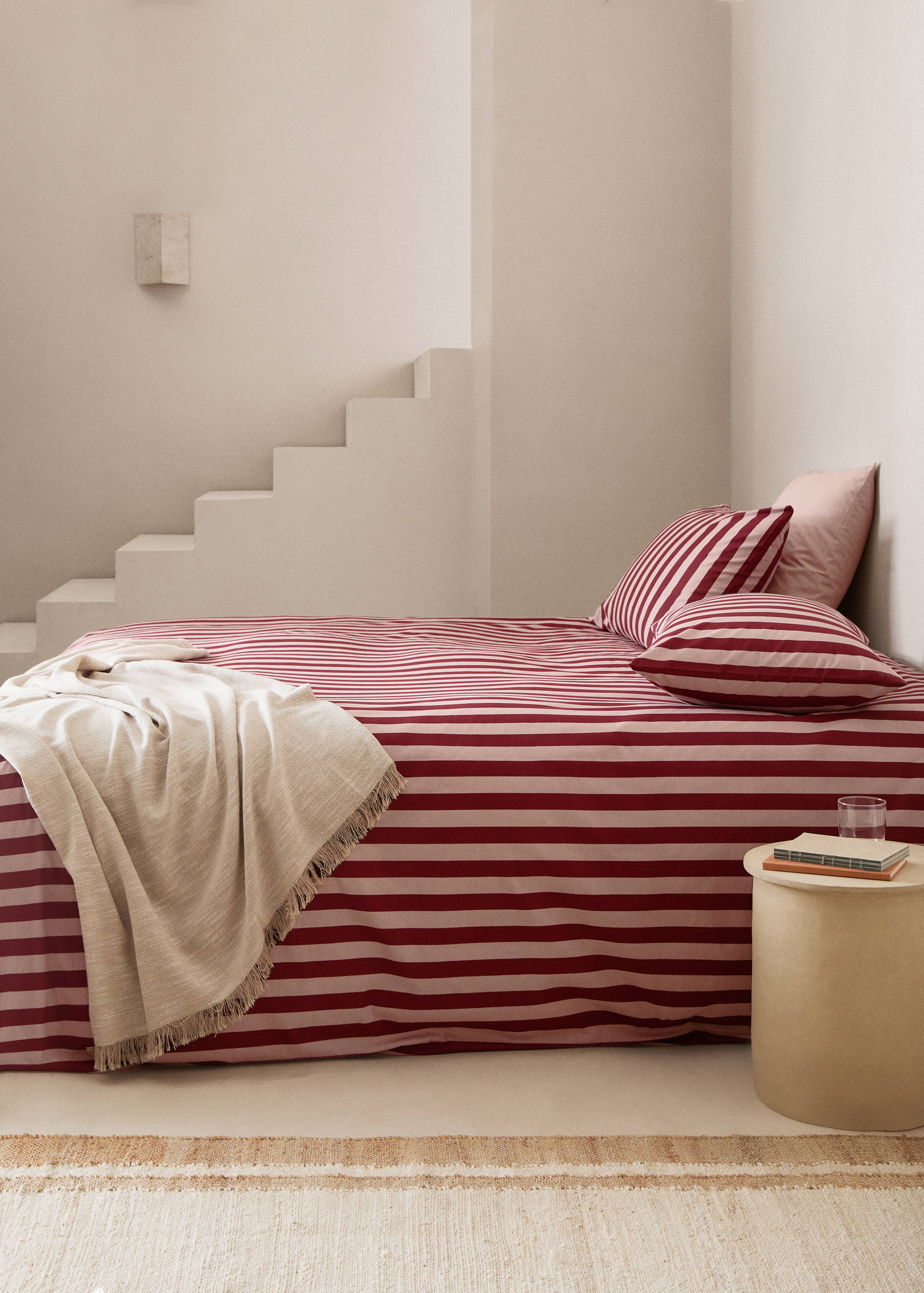 Percale cotton Kodak-striped duvet cover for 150cm bed - General plane