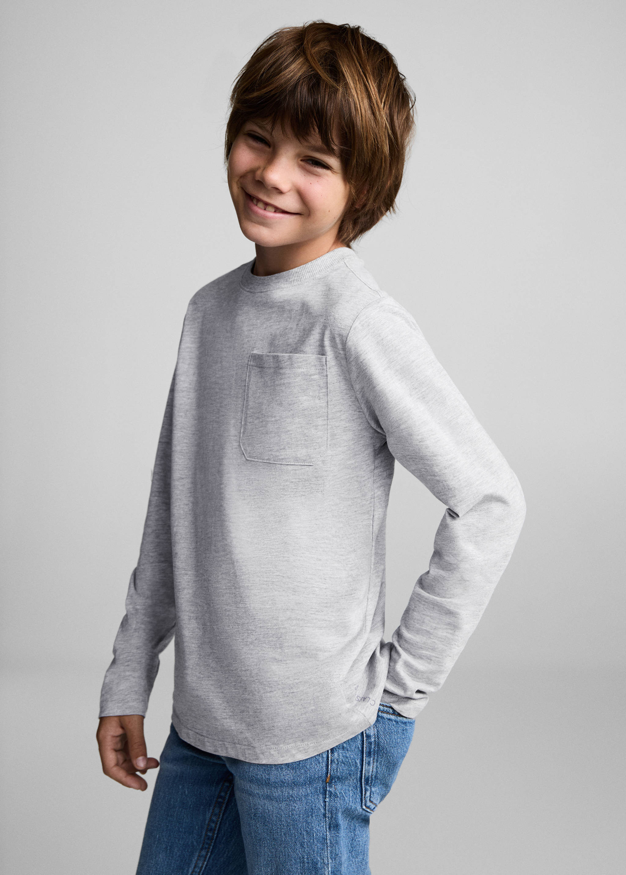 Long sleeve cotton t-shirt - Medium plane