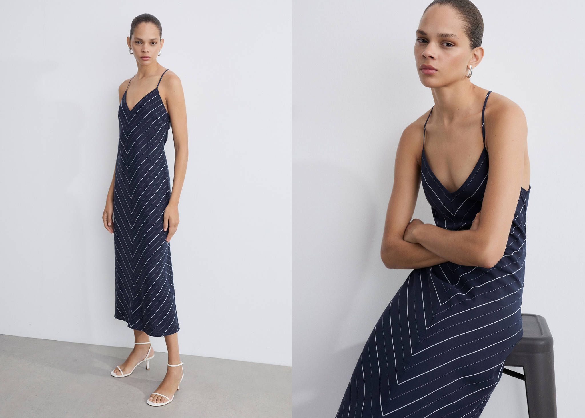 Striped lyocell dress - Panoramic plane