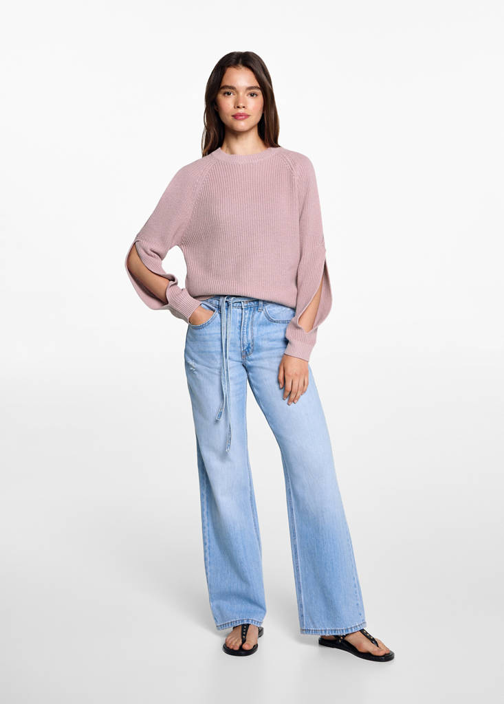 Knitted sweater with openings — Pale Pink