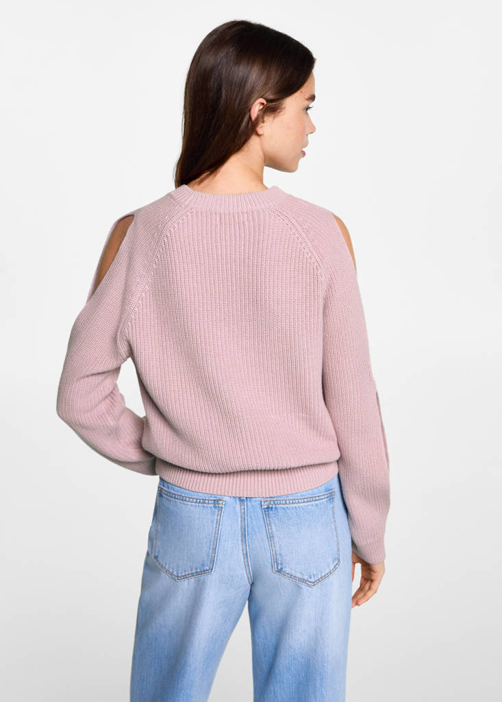 Knitted sweater with openings — Pale Pink