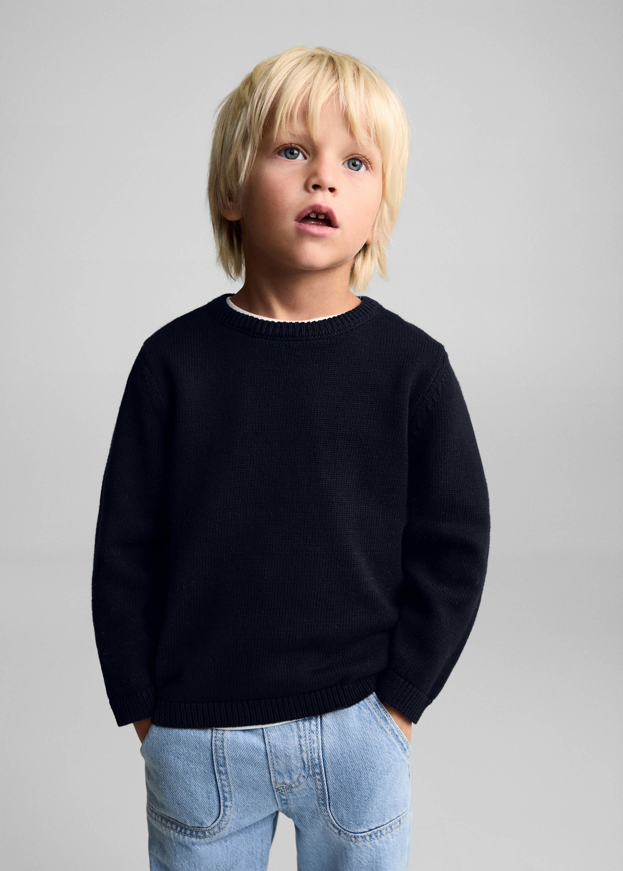 Round-neck knitted sweater - Medium plane