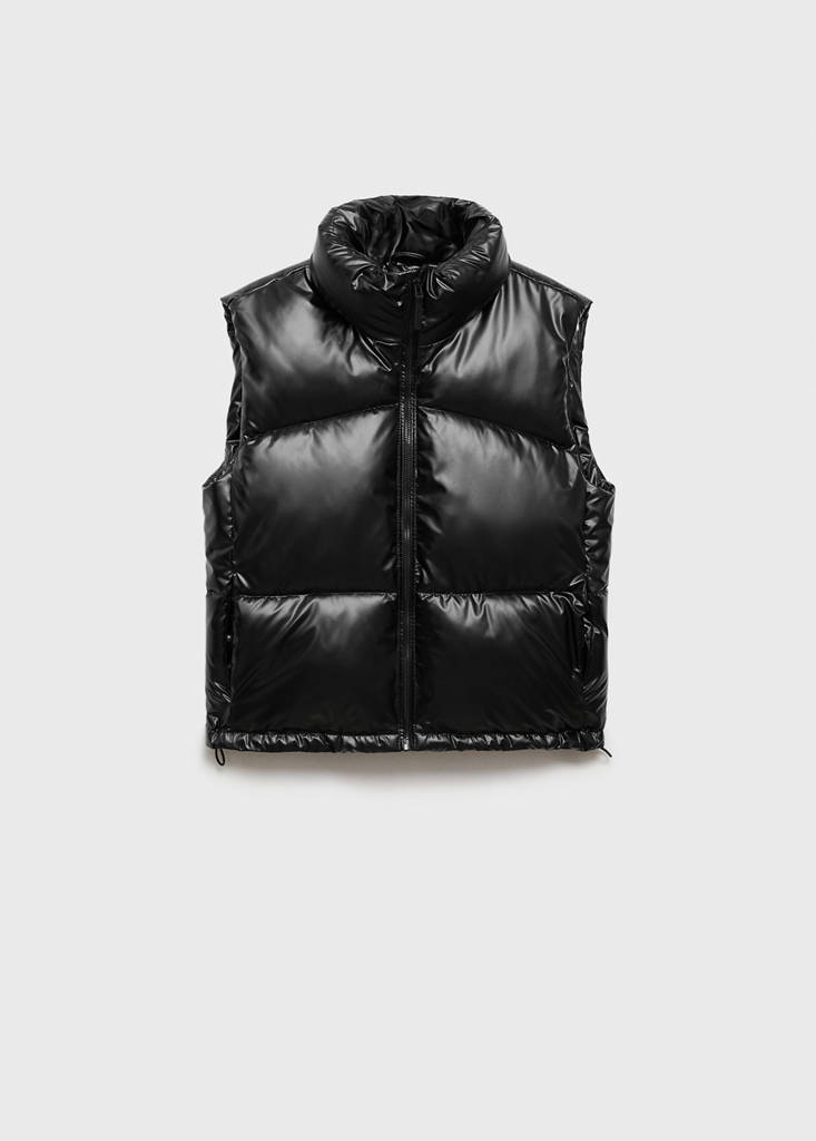 Quilted gilet with pockets — Black