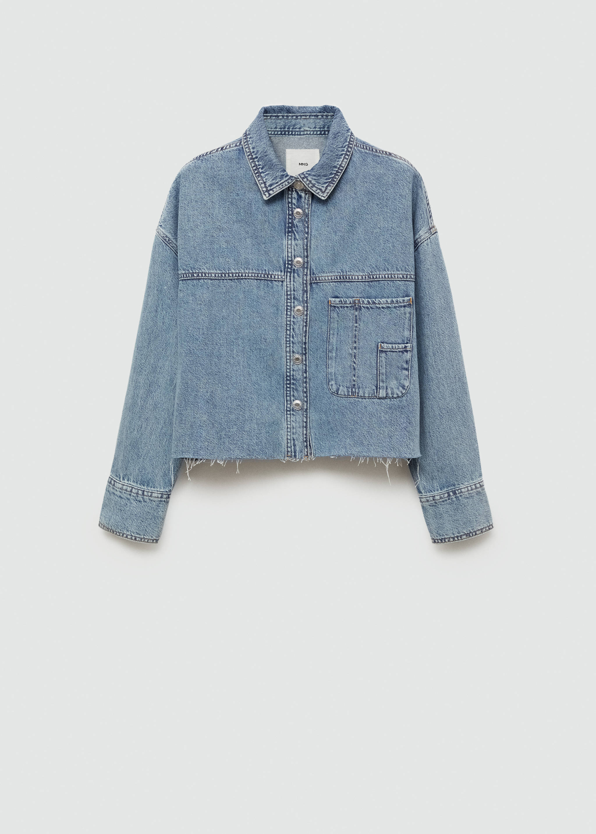 Denim overshirt with frayed hem - Article without model