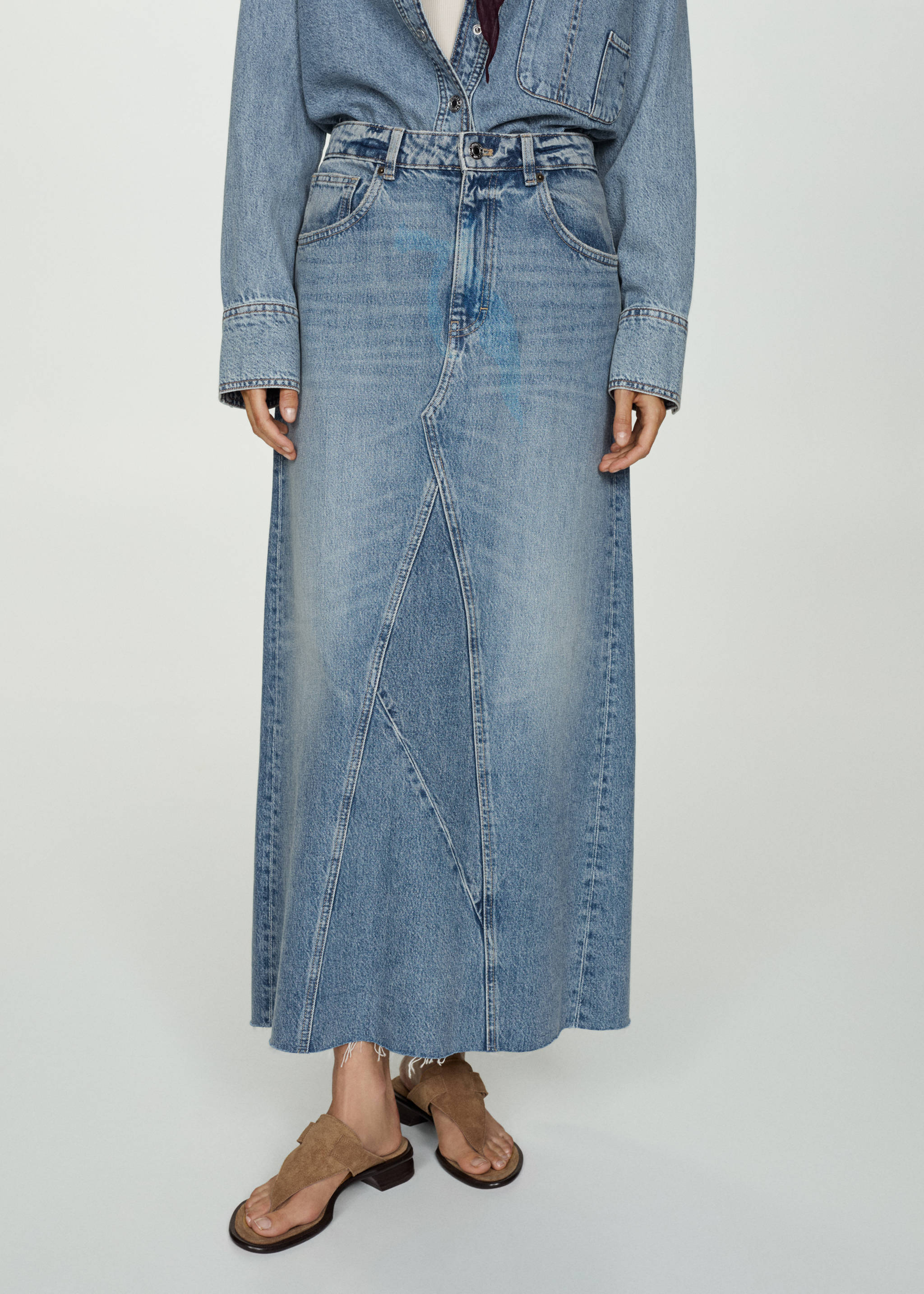 Slit denim skirt - Medium plane
