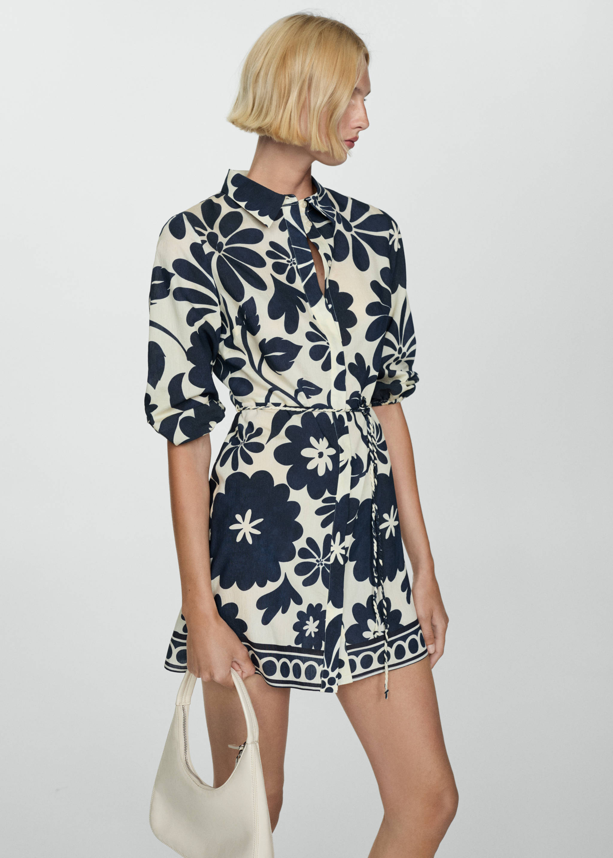 短款花朵印花连衣裙 - null