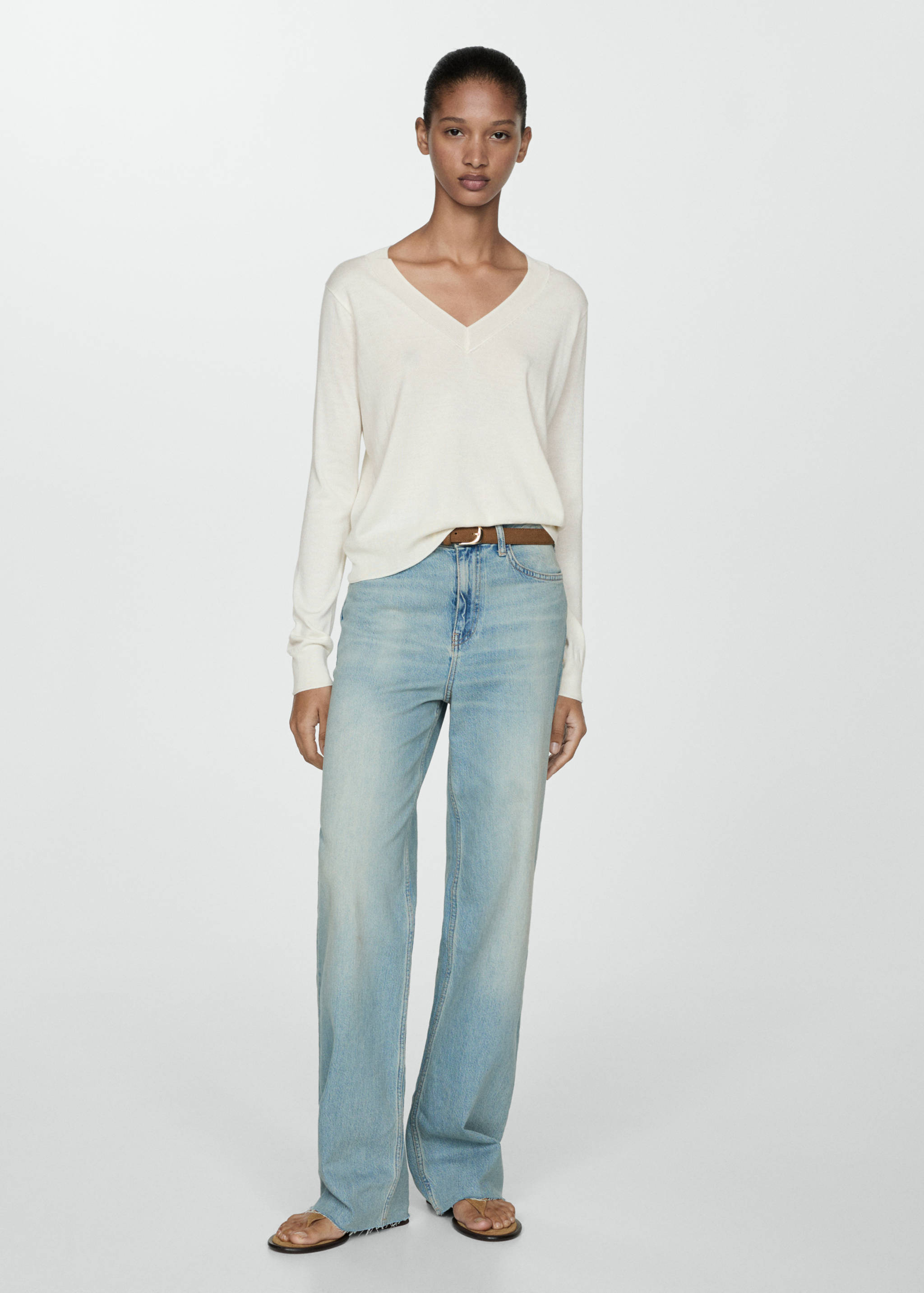 Pull-over maille fine col V - Plan général