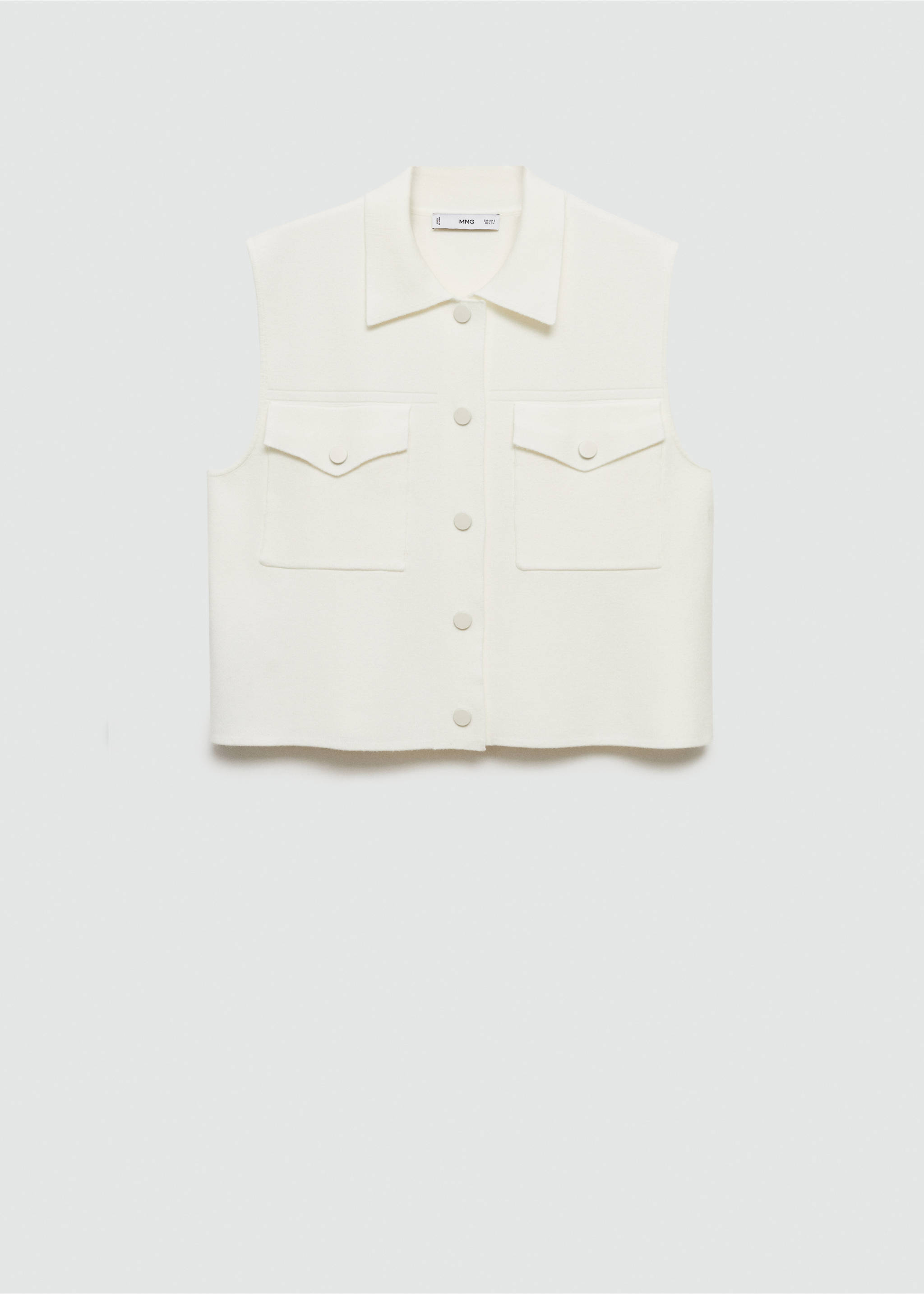 Knitted waistcoat with pockets - Article without model, Ecru. Ref: 77054022-00.