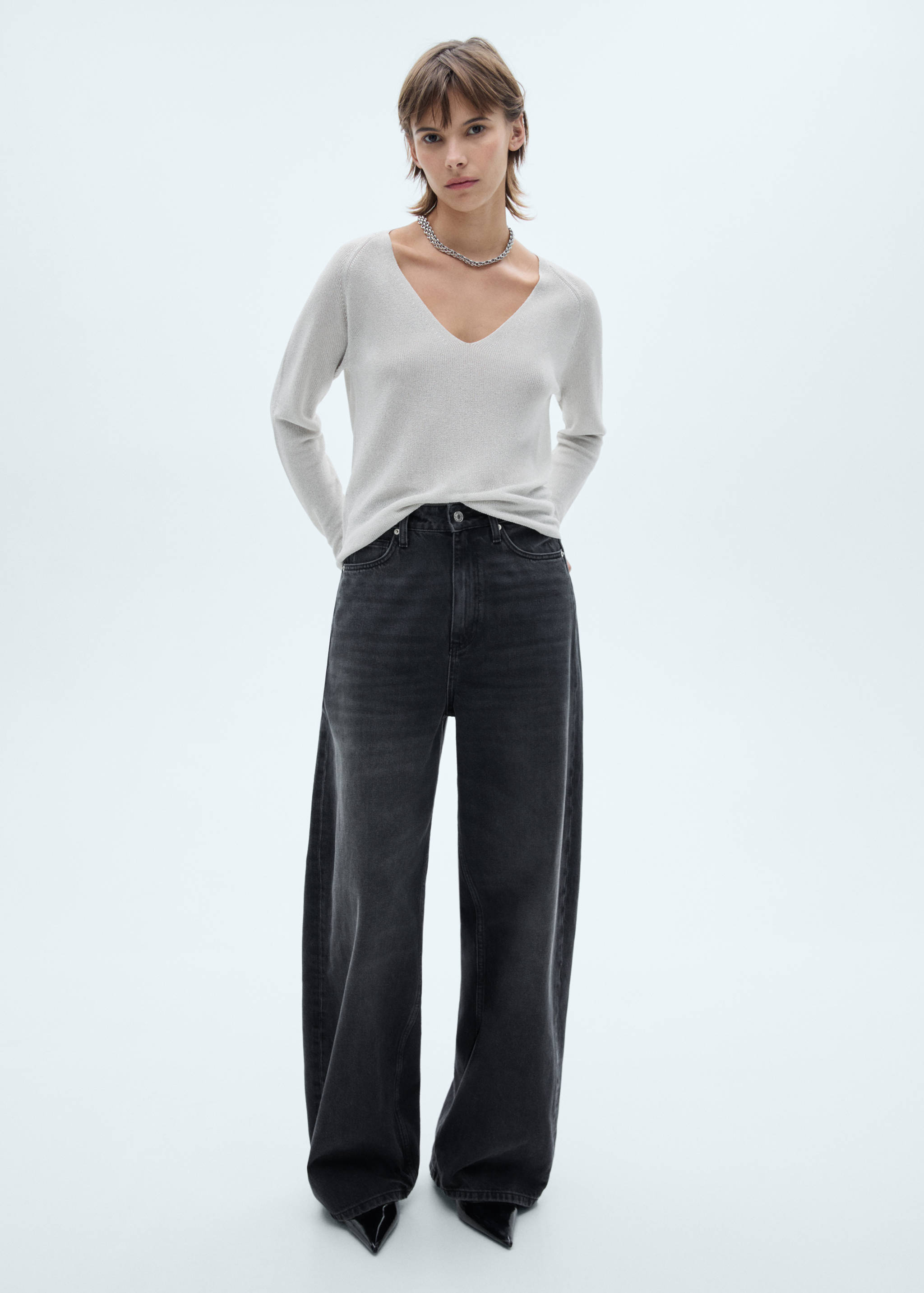 V-neck lurex sweater - General plane