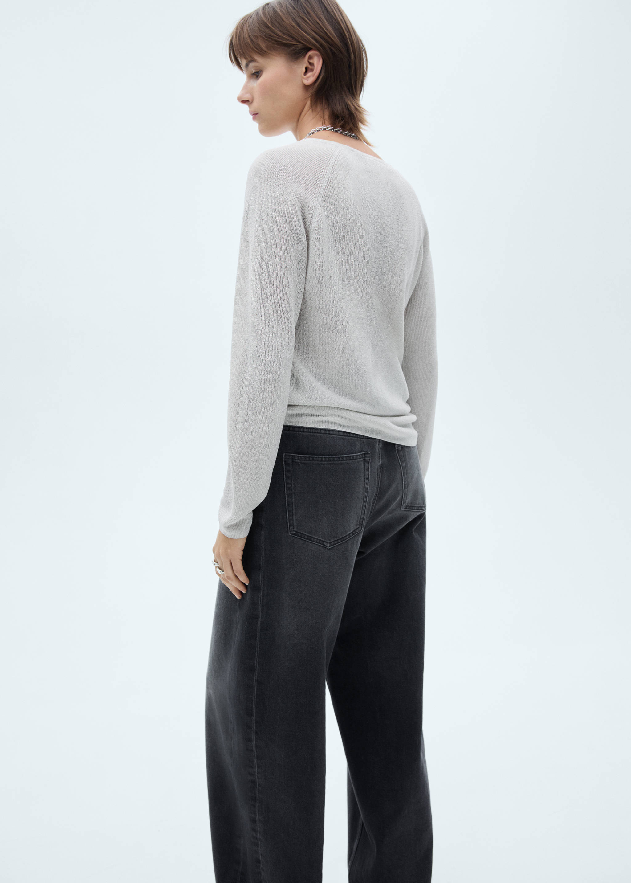 V-neck lurex sweater - Reverse of the article
