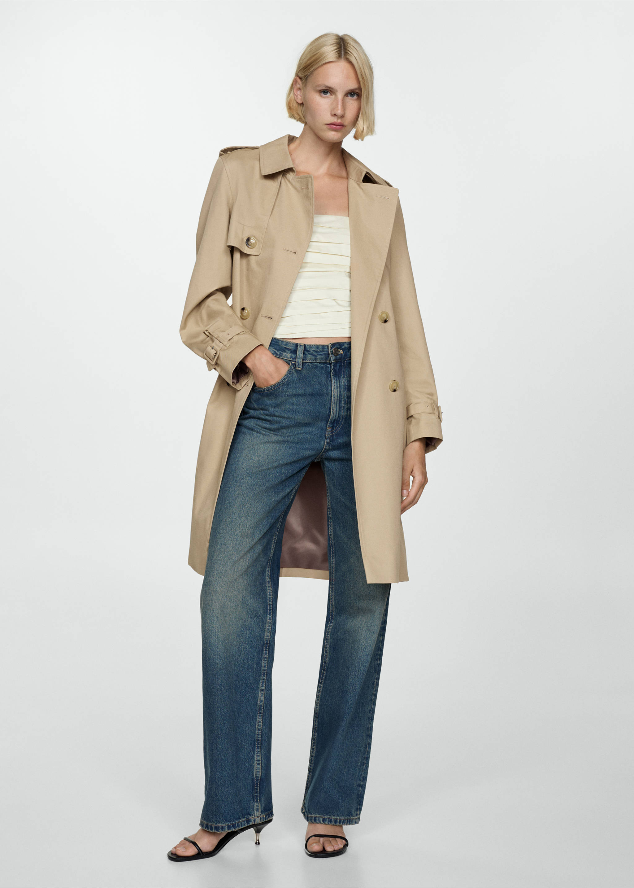 Classic trench coat with belt - General plane, Beige. Ref: 77054028-00.